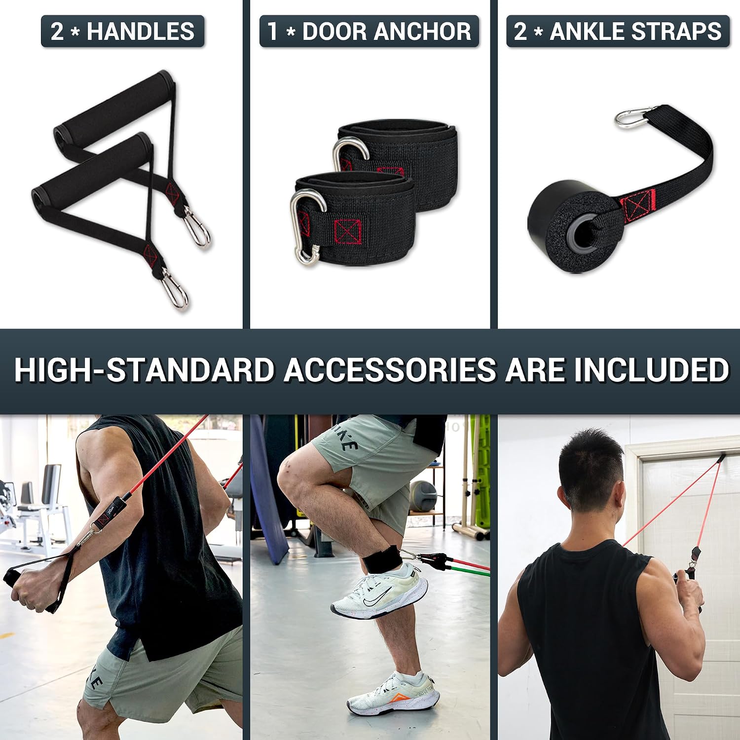 TheFitLife Exercise and Resistance Bands Set - 5 Fitness stackable up to 110/150/200/250/300 lbs Workout Tubes for Indoor and Outdoor Sports, Fitness, Suspension, Speed Strength, Home Gym, Yoga - الصورة 6