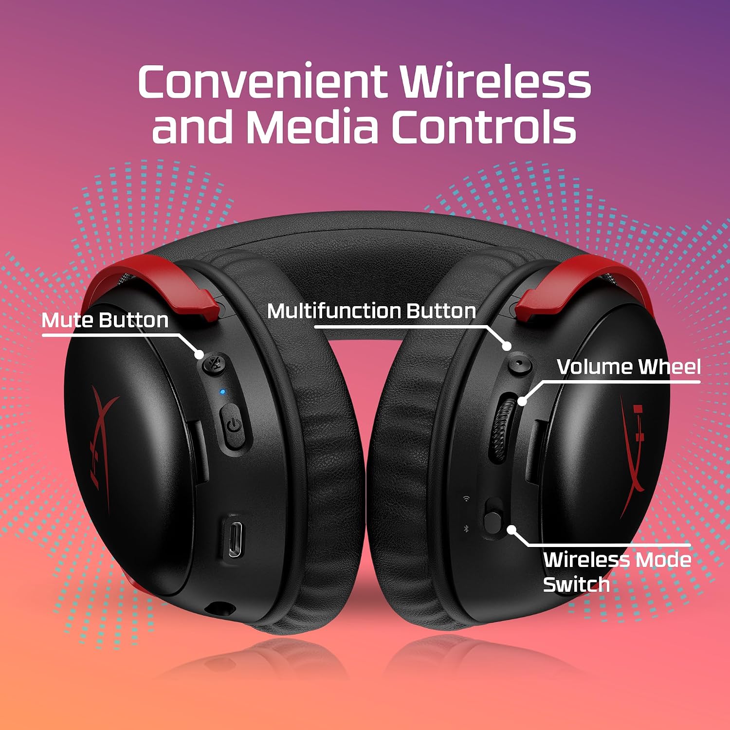 HyperX Cloud III S – Wireless Gaming Headset for Multi-Platform, 2.4GHz, Battery Life up to 120 Hours / 200 Hours Bluetooth, 53mm Angled Drivers, 10mm Detachable Mic, Black-Red - الصورة 8