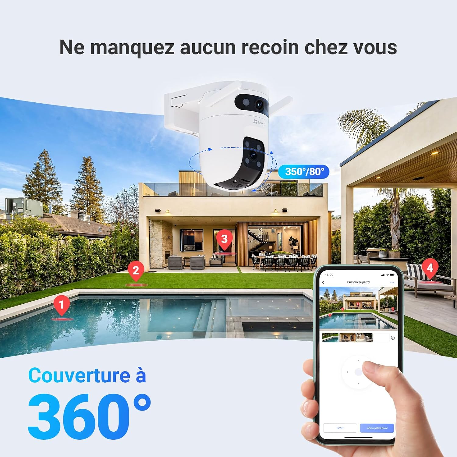 EZVIZ C8C Security Camera, 4MP 2K+ Outdoor WiFi Camera, CCTV Camera for Home with 360° Coverage, Human/Vehicle Shape Detection, Auto-Zoom Tracking, Color Night Vision, Weatherproof, Two-Way Talk - الصورة 4