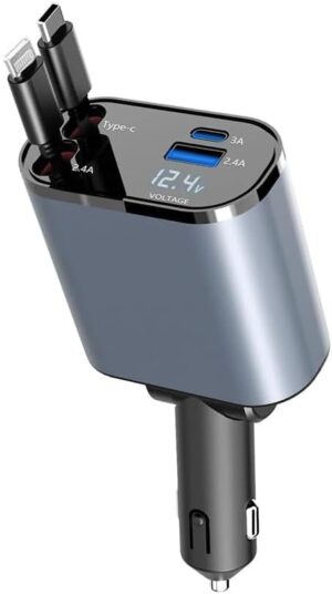 Gwydre Retractable Car Charger, 4 i...