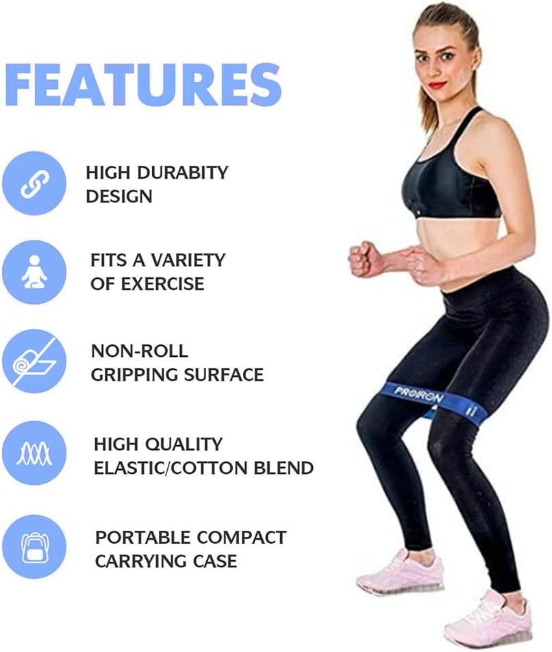 PROIRON Resistance Loop Bands, Exercise bands Set of 5 Rubber Latex Anti-Slip Resistance Band for Workout Stretching Physical Therapy Yoga with carrying Bag - الصورة 5