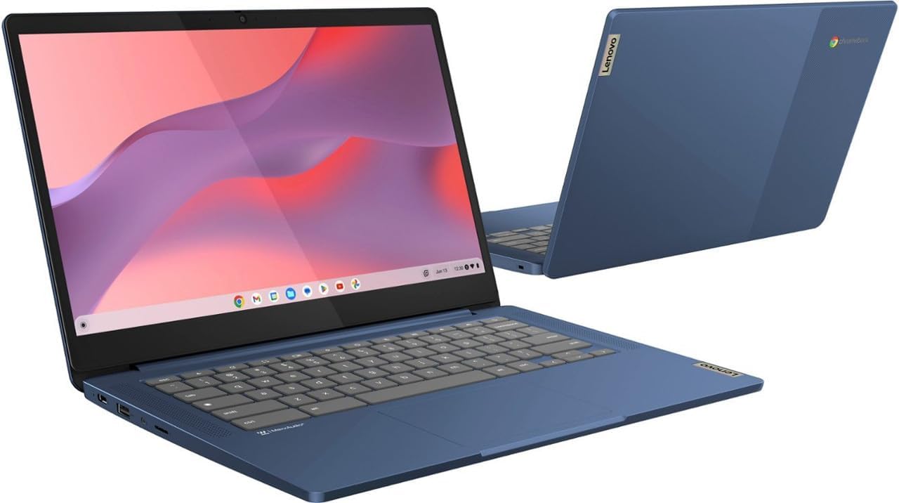 Lenovo Chromebook 14" Touchscreen Slim Laptop Business Student, 8-Core MediaTek Kompanio 520, 4GB RAM, 128GB Storage (64GB eMMC+64GB Card), WiFi 6, Long Battery, Chrome OS+MarxsolAccessory - الصورة 4