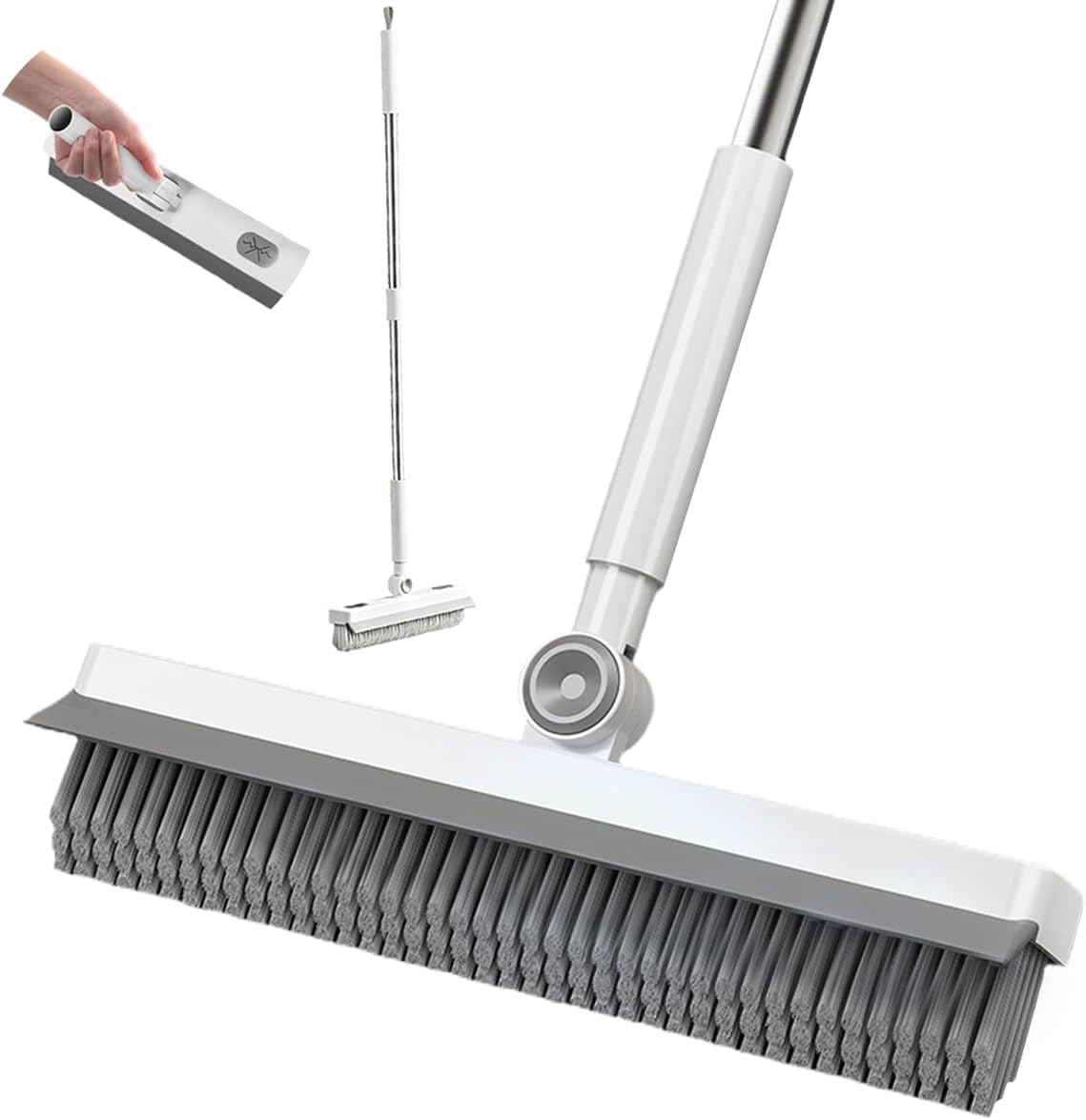 Floor Scrub Brush, 2 in 1 Cleaning Brush with Long Handle,Floor Scrubber Suit for Kitchen, Bedroom, Patio, Shower, Garage & Deck - Heavy Duty Tile, Concrete & Wood Surface Scrubber (white)