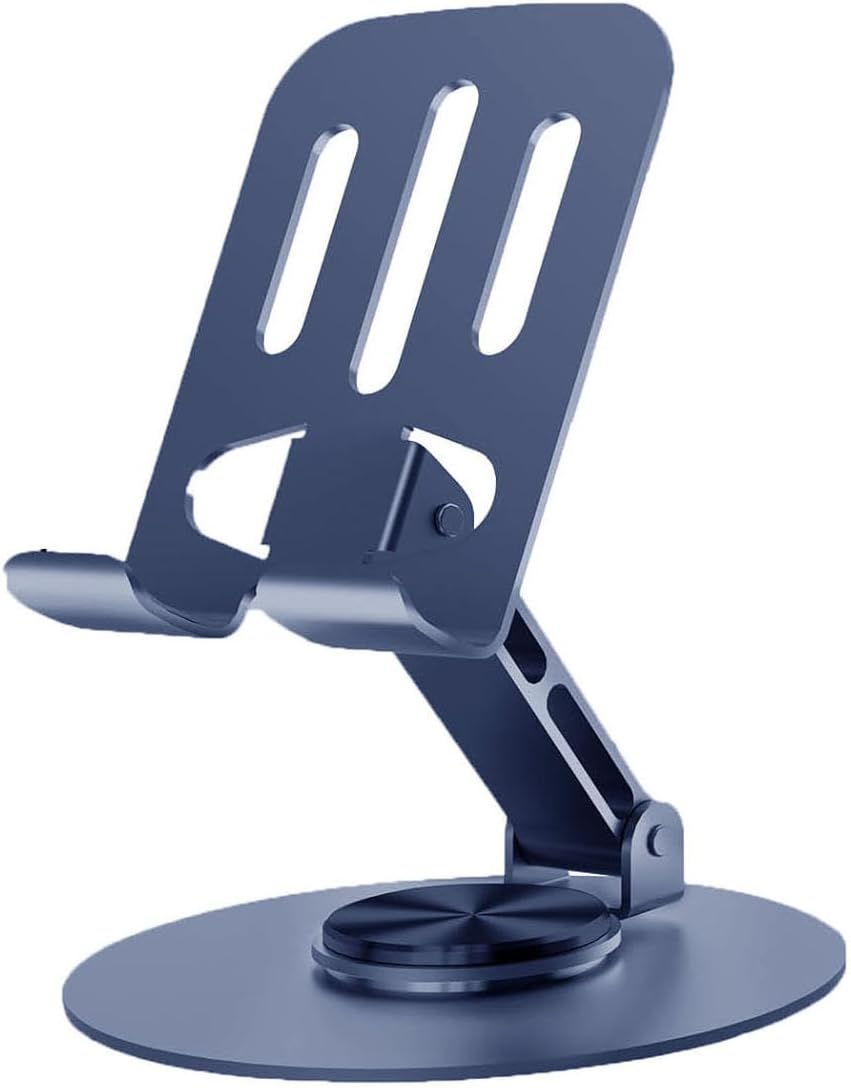 MOMENT Mobile Phone Tablet Stand for Desk, Aluminum Metal Foldable Desktop Cell Phone Holder Adjustable with 360° Rotation Universal for Smartphones, iPad, Tablets up to 13 Inches