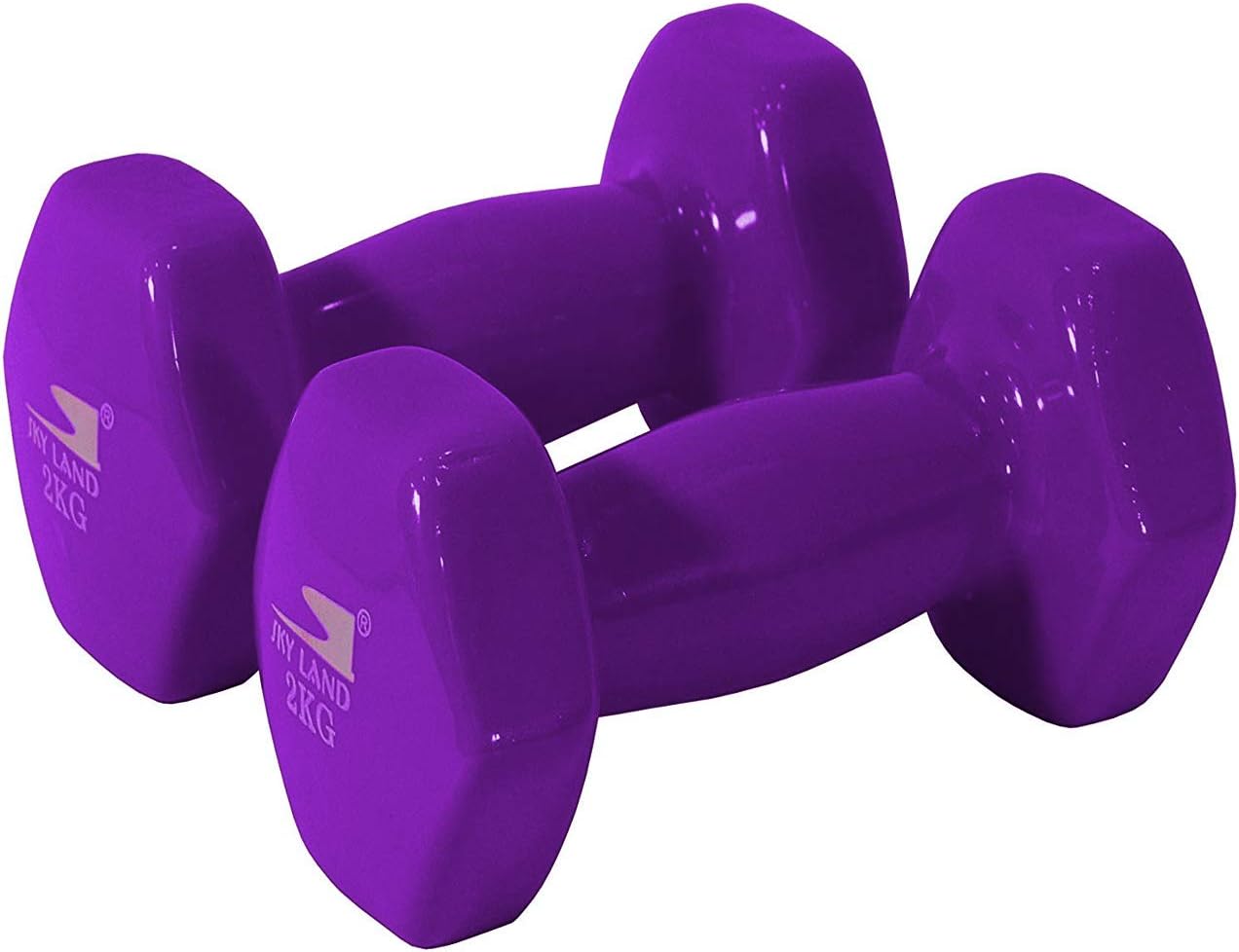 SKY LAND Classical Dumbbells Hand Weights Set of 2 - Vinyl Coated Exercise & Fitness Dumbbell for Home Gym Equipment Workouts Strength Training, 2Kg X 2 Purple, EM-9219-2 - الصورة 2