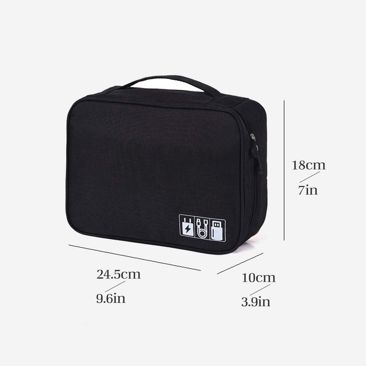 Travel Cable Organizer Bag, Electronics Accessories Organizer Bags, Universal Carry Travel Gadget Bag for Cables, Power Bank, USB Drive, Charger Hard Disk.(Black 9.6 * 7 * 3.9in) - الصورة 2