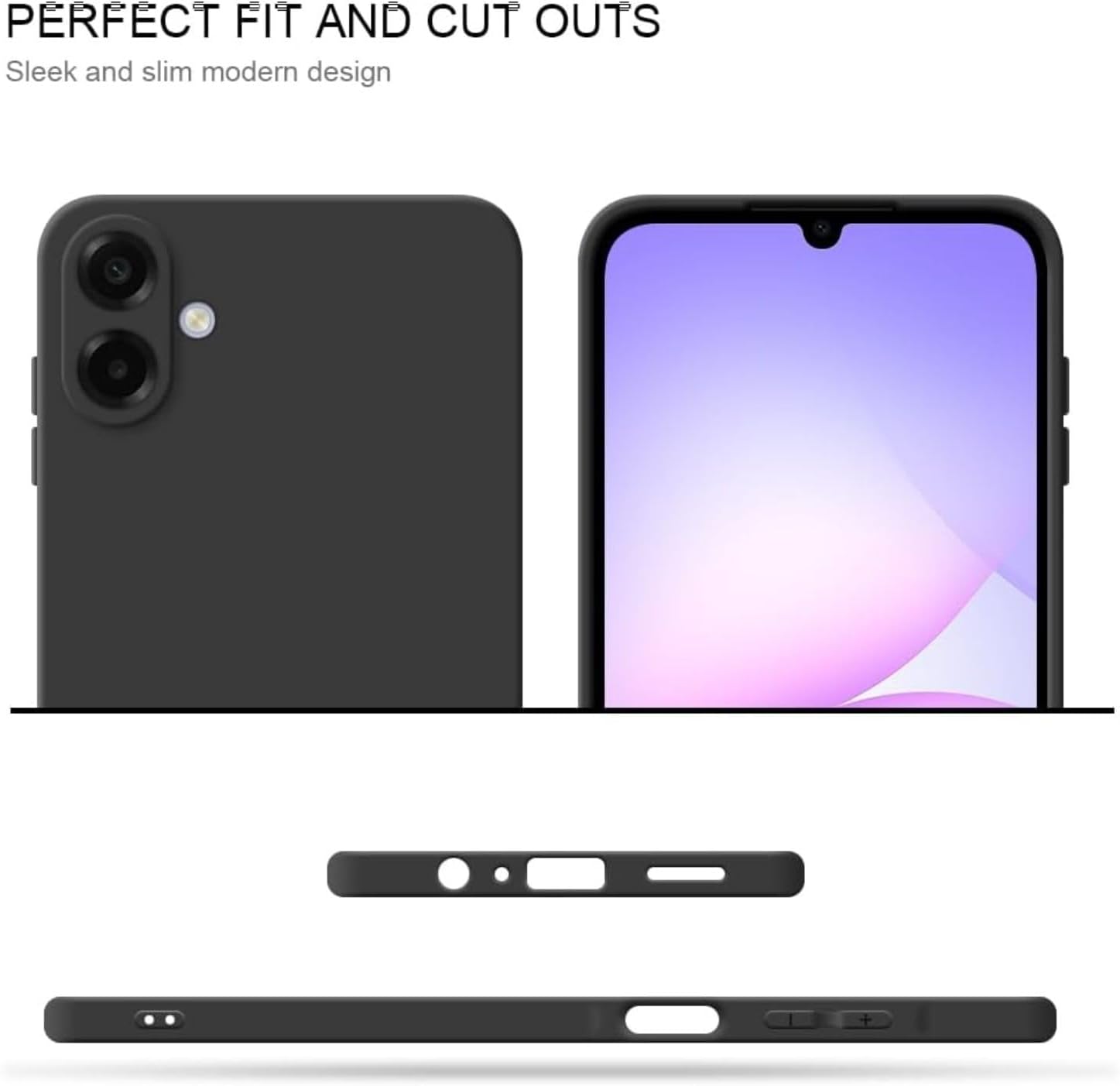 for Samsung Galaxy A07 5G Case, Slim Fit Matte Finish Mobile Cover, Anti-Fingerprint & Anti-Slip, Precise Camera Full Protection, Ultra-Thin Lightweight Back Cover - Black - الصورة 3