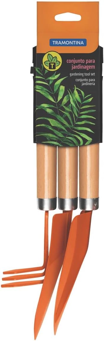Tramontina 3 Pieces Garden Tool Set with Special Carbon Steel and Wood Handle includes Garden Trowel + Transplanting Trowel + Cultivator - الصورة 2