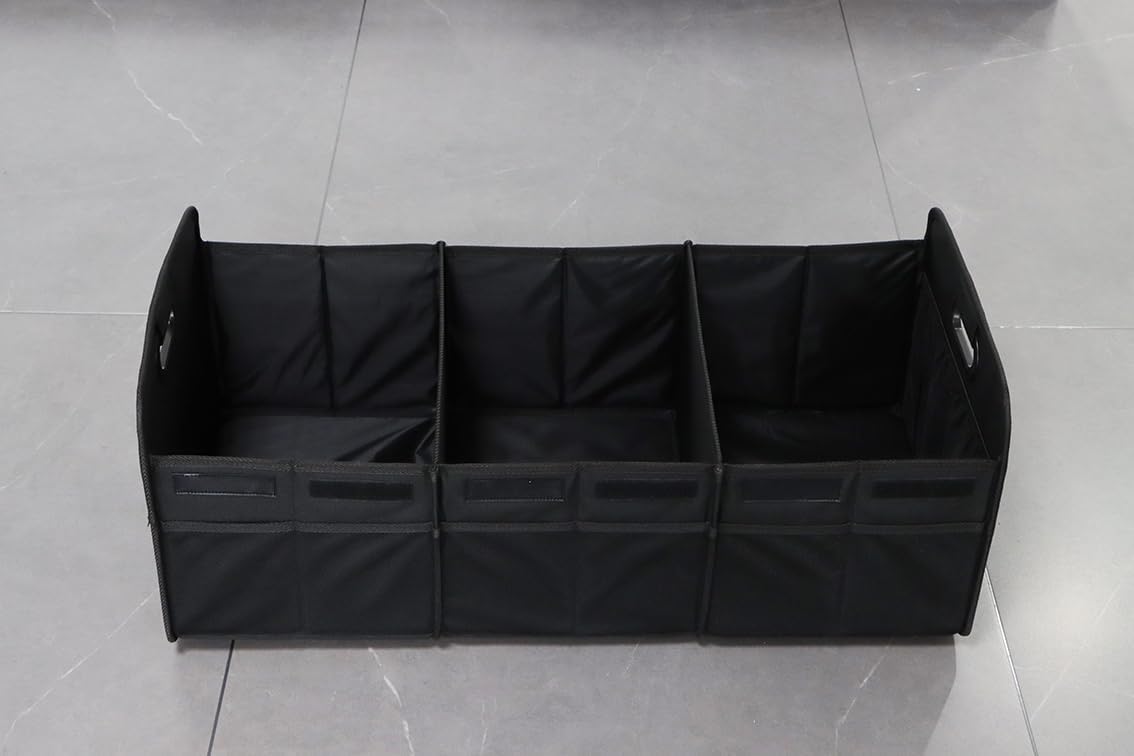 K KNODEL 3 Compartments Trunk Organizer for Car and Suv (Large, Black) - الصورة 3