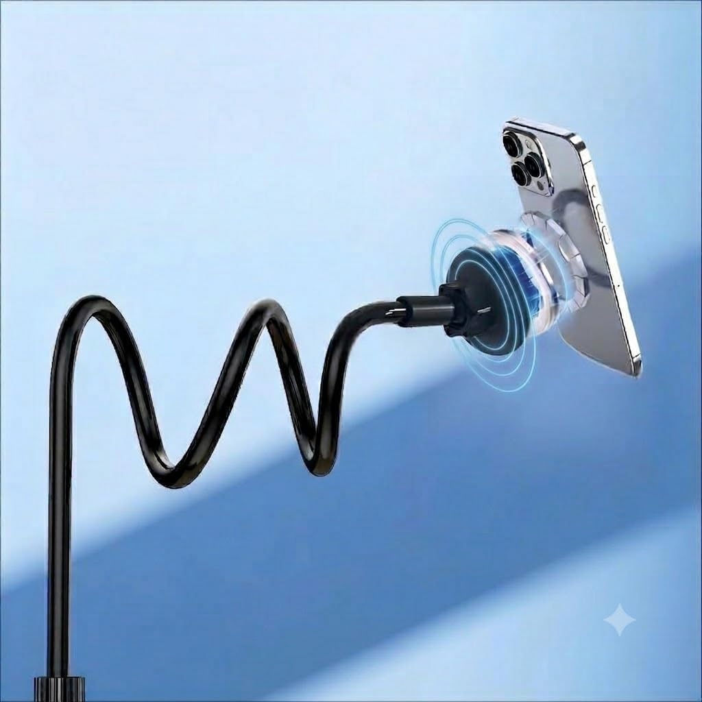 Magnetic Gooseneck Phone Holder, Flexible Long Arm Desktop Bed Mount with Ultra-Stable Clamp, 360° Rotation Heavy-Duty Phone Stand for Bed, Desk, Live Streaming (100cm) - الصورة 3