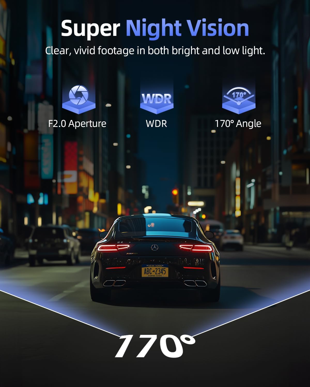 4K داش كام, Dash Cam for Cars with 64GB SD Card, 5Ghz WiFi, G-Sensor - الصورة 3