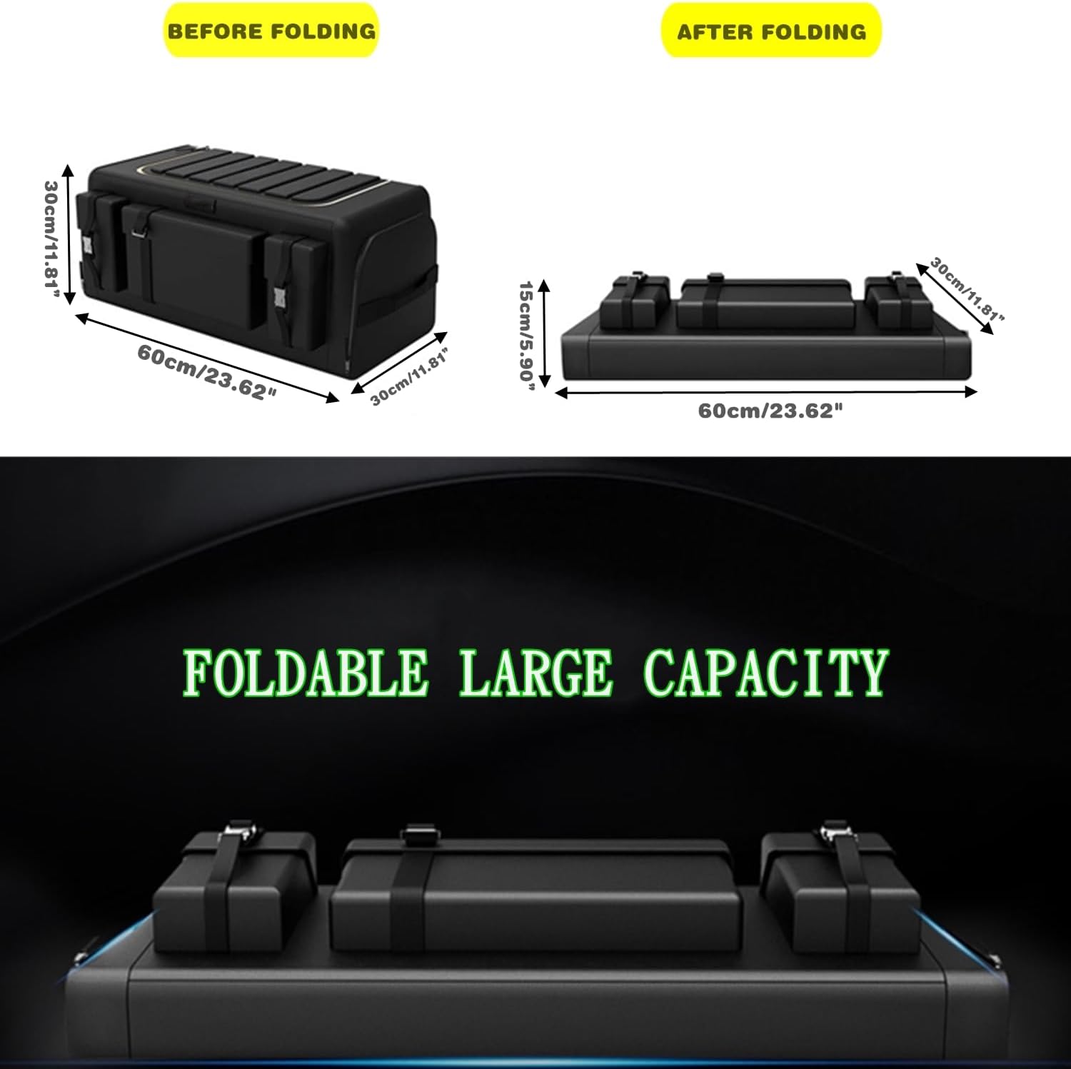 Beauenty Car Trunk Organizer Storage Box,Foldable Large Capacity Car Boot Storage Organiser,6 Compartments Boot Organizer,3 Layer Protection and Non-Slip Bottom for SUV Van Vehicle Camping Picnic(70L) - الصورة 2