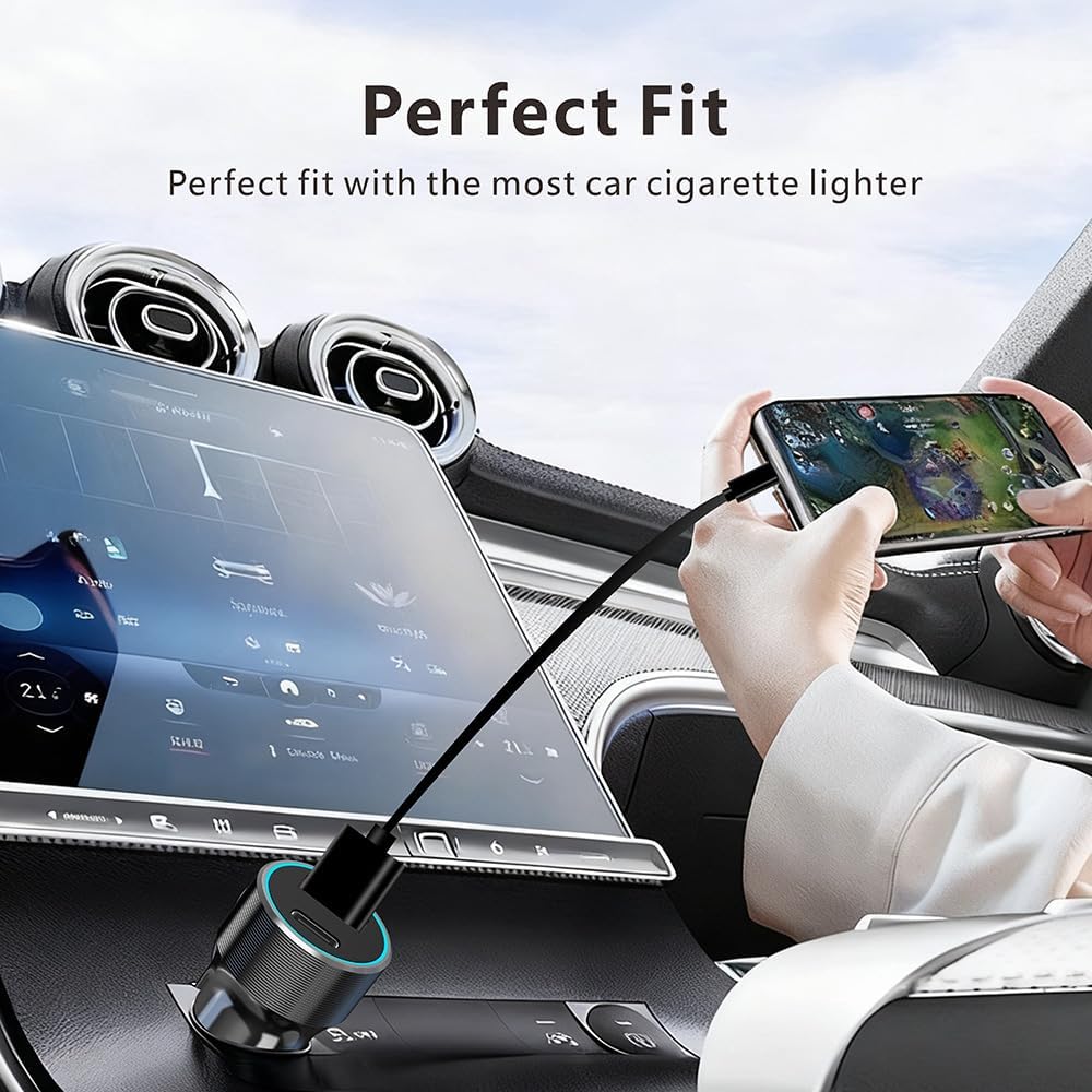 XZM C29 USB-C Car Charger 60W Fast Charging USB + Type-C Car Adapter, a compact car phone charger for iPhone, a must-have for road trips, 5V-12V compatible (USB + Type-C) - الصورة 3