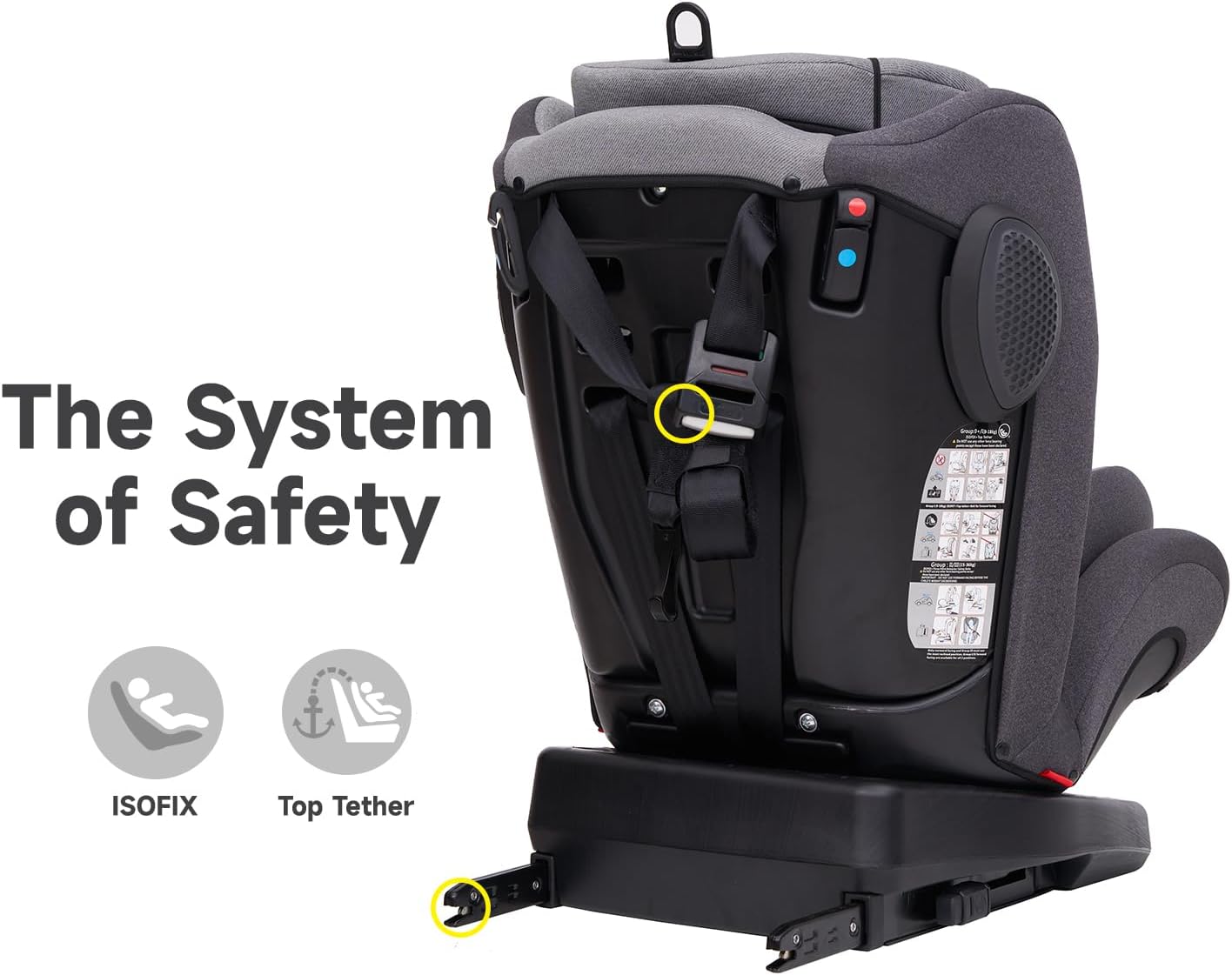 Jovikids Safety Baby Car Seat with Isofix and Top Tether, 360 Degree Swivel Child Car Seat for Group 0/1/2/3, 0-12 Years Old, ECE R44/04, Black - الصورة 9