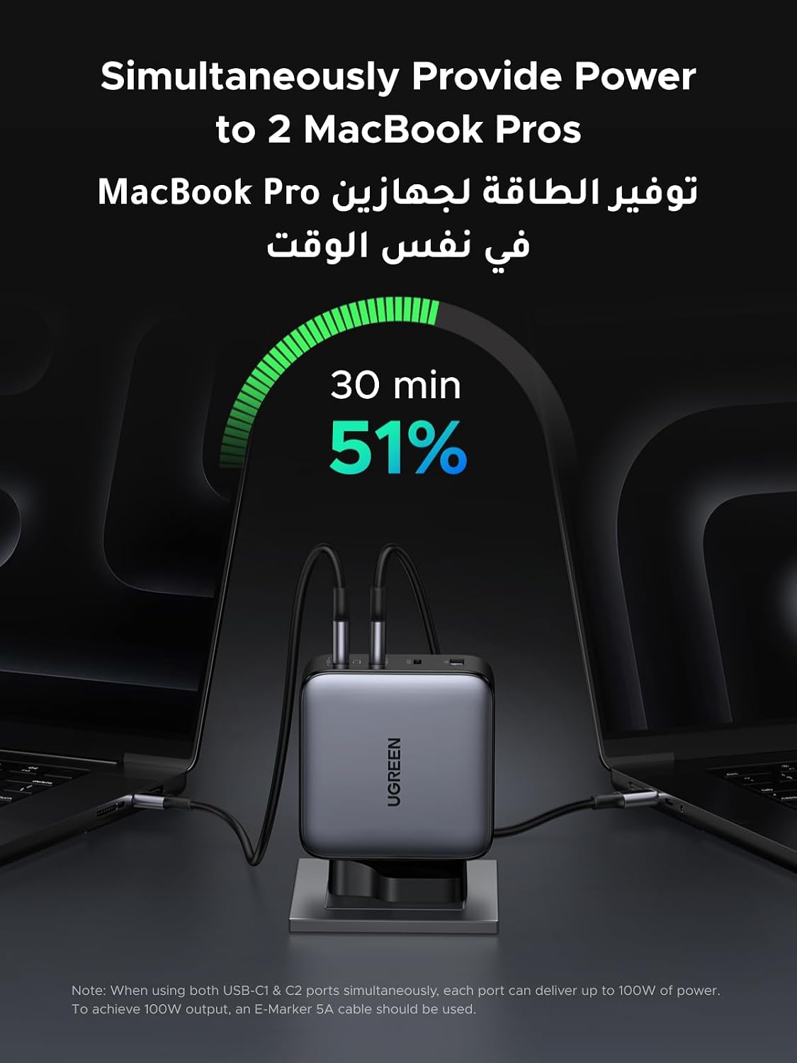 UGREEN Nexode 200W Charger Type C, 4 Ports GaN Fast Charging Plug C1 Port 140W, iPhone 17 Pro Max Wall Charge Head Laptop Adapter Compatible with MacBook Air, iPad, Samsung s25 Ultra - الصورة 4