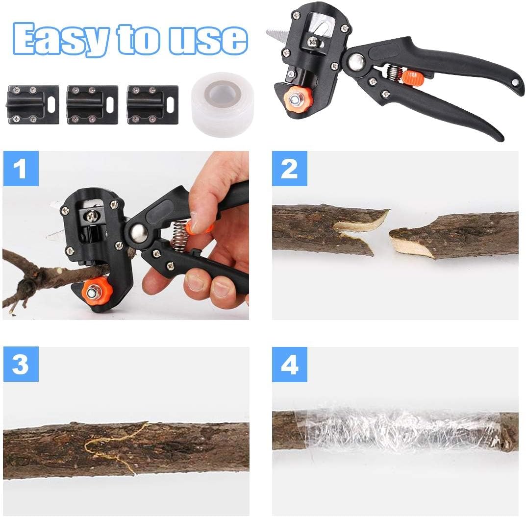 eWINNER Garden Grafting Tool,Pruner Kit With with 3 Replaceable Blades Grafting Tapes and Rubber Bands, for Nursery Plant Branch Vine Fruit Tree Cutting Tool Kits - الصورة 5