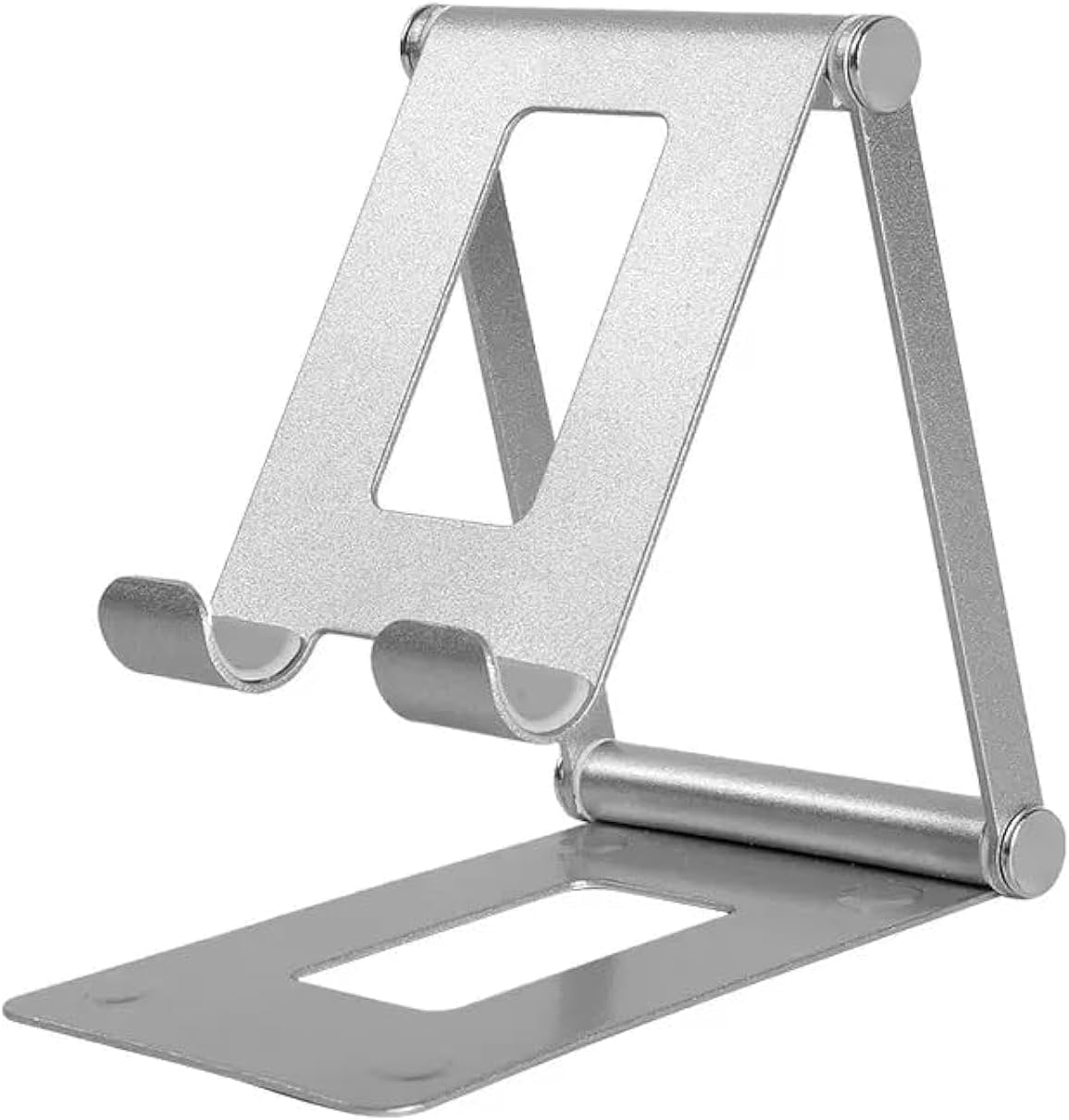 Cell Phone Stand, Adjustable Phone Holder, Aluminum Foldable iPhone Stand for Desk, Stable mobile holder Compatible with Most Phones, iPhone 14 series, Samsung Galaxy, Tablet/iPad (Silver)