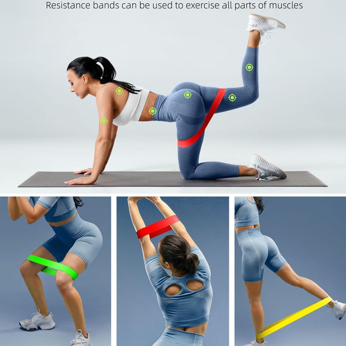 ECVV Resistance Loop Bands, Exercise bands Set of 5 Rubber Latex Anti-Slip Resistance Band for Workout Stretching Physical Therapy Yoga with carrying Bag - الصورة 2