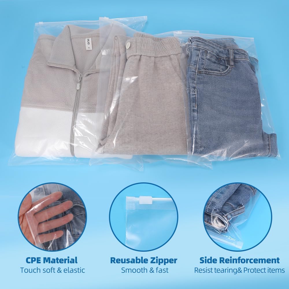 150 Pack Clothes Packaging Bags, Mix Size Resealable Ziplock Bags - الصورة 4
