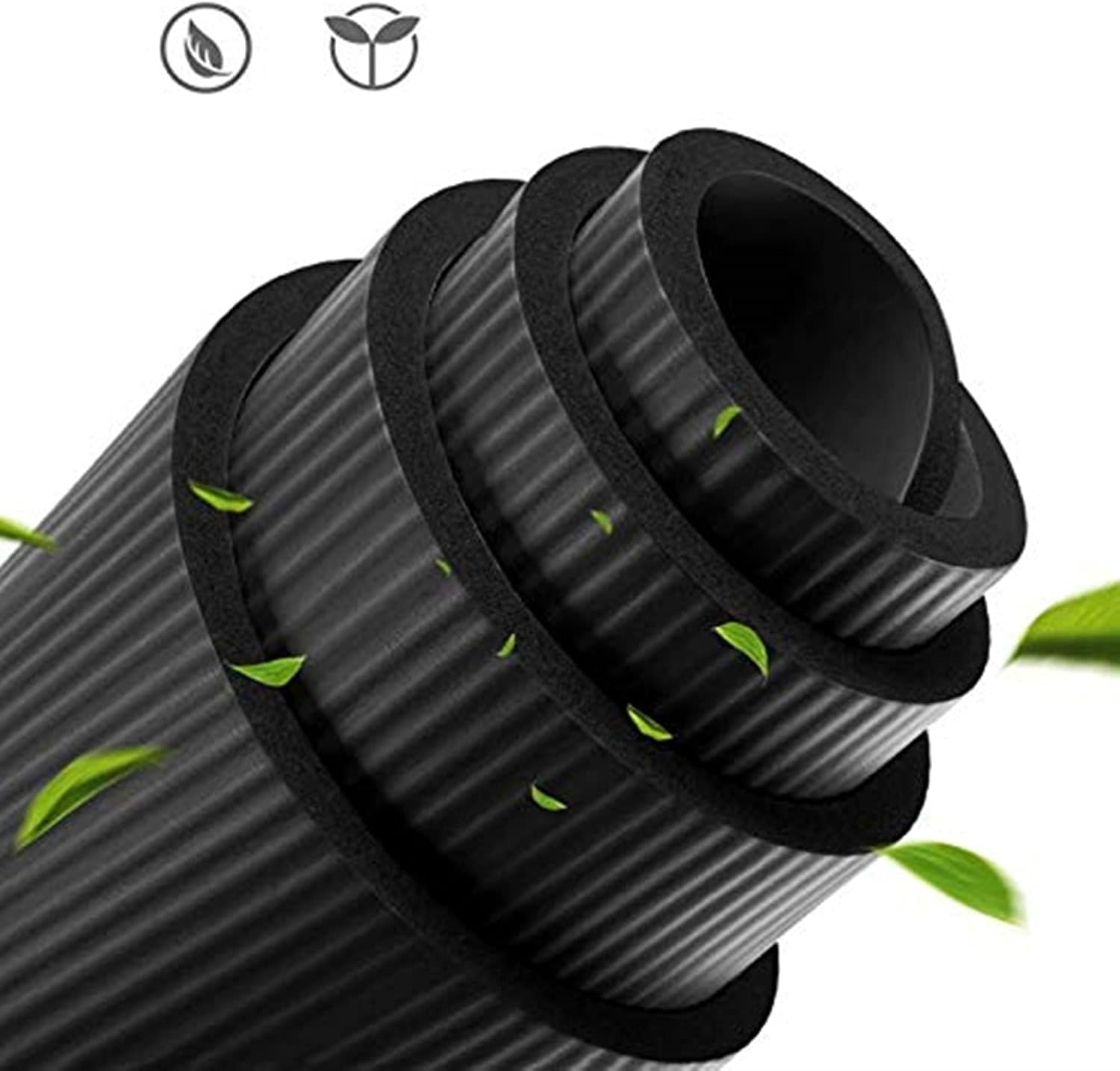 SKEIDO Non-Slip Yoga mat 10mm Thick NBR Gym Home Exercise Sport -183 * 61cm-Black - الصورة 2