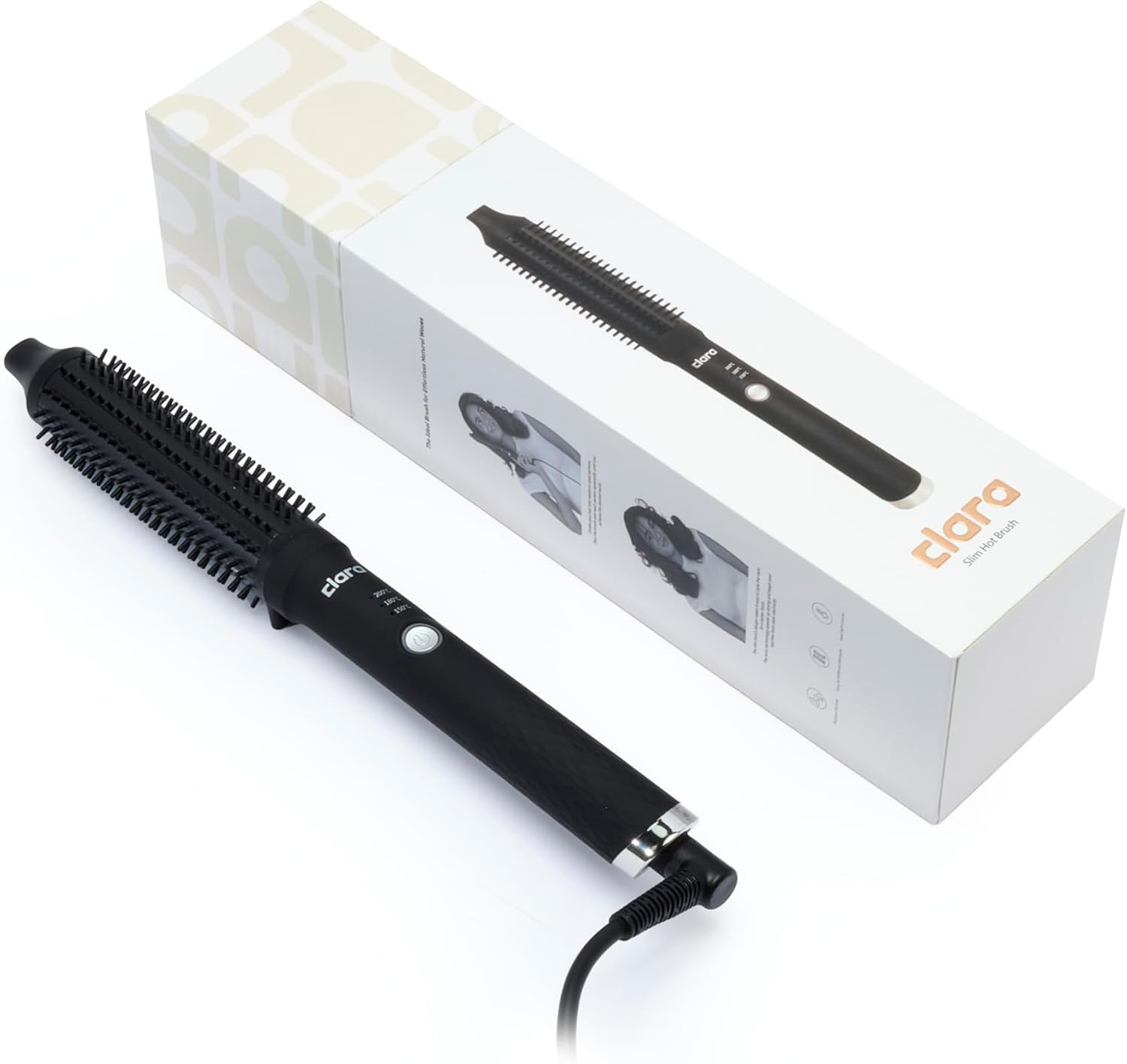 Clara, Anti-Frizz Ionic Slim Hot Brush, 3-in-1 hairstyling for blowouts, curls and straight hair, Two functions, one device (Black) - الصورة 8