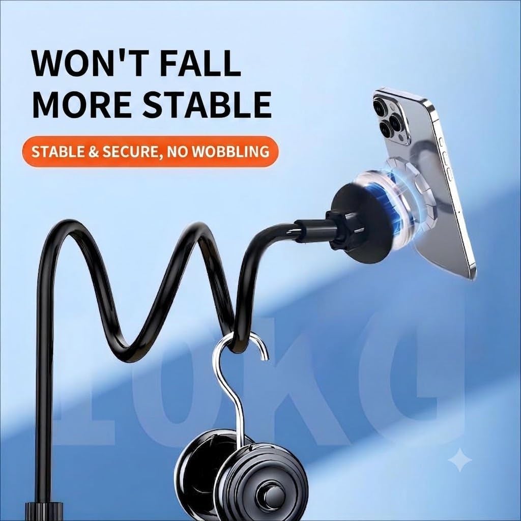 Magnetic Gooseneck Phone Holder, Flexible Long Arm Desktop Bed Mount with Ultra-Stable Clamp, 360° Rotation Heavy-Duty Phone Stand for Bed, Desk, Live Streaming (100cm) - الصورة 6