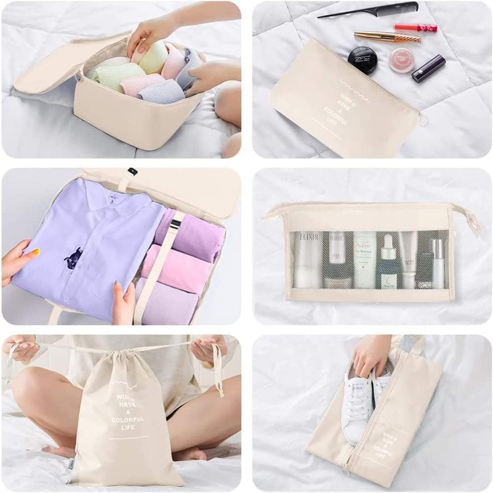 Arabest Packing Cubes for Suitcase, 8 PCS Lightweight Travel Luggage Organizers Set, Waterproof Luggage Packing Cubes for Travel Accessories (Beige) - الصورة 4