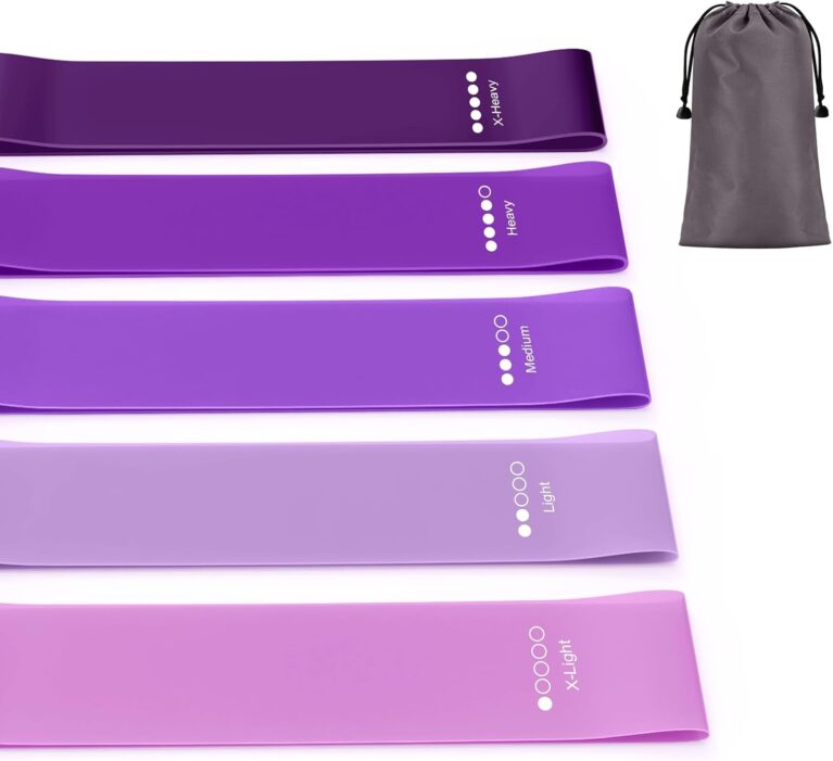 Resistance Bands, Set of 5 Skin-Friendly Resistance Fitness Exercise Loop Bands with 5 Different Strength Levels - Carrying Case Included - Ideal for Home, Gym, Yoga, Training