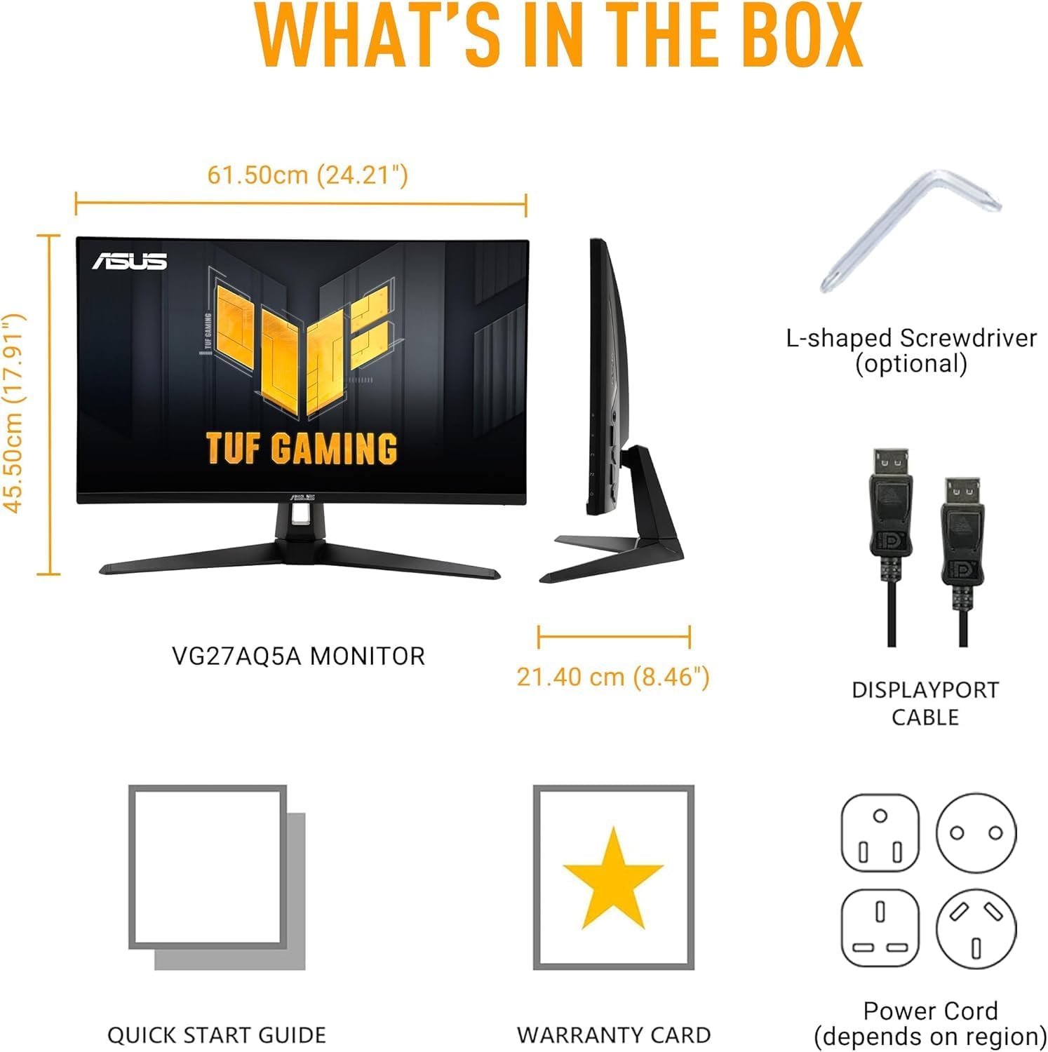 ASUS TUF Gaming VG27AQ5A-J Gaming Monitor: 27-inch, QHD(2560x1440), 210Hz(OC), Fast IPS, ELMB SYNC, 0.3ms GTG (min.), Stereo speaker, DisplayWidget Center, Black - Infiniarc Edition - الصورة 8