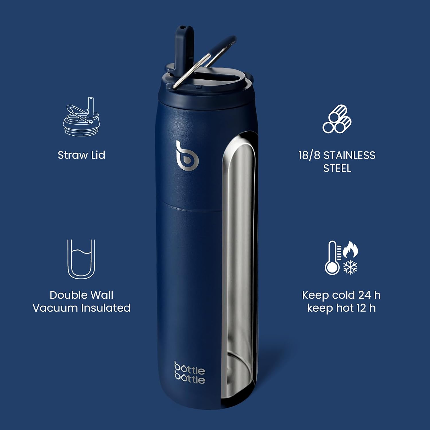 BOTTLE BOTTLE Stainless Steel Water Bottle 32 oz indigo blue - الصورة 3