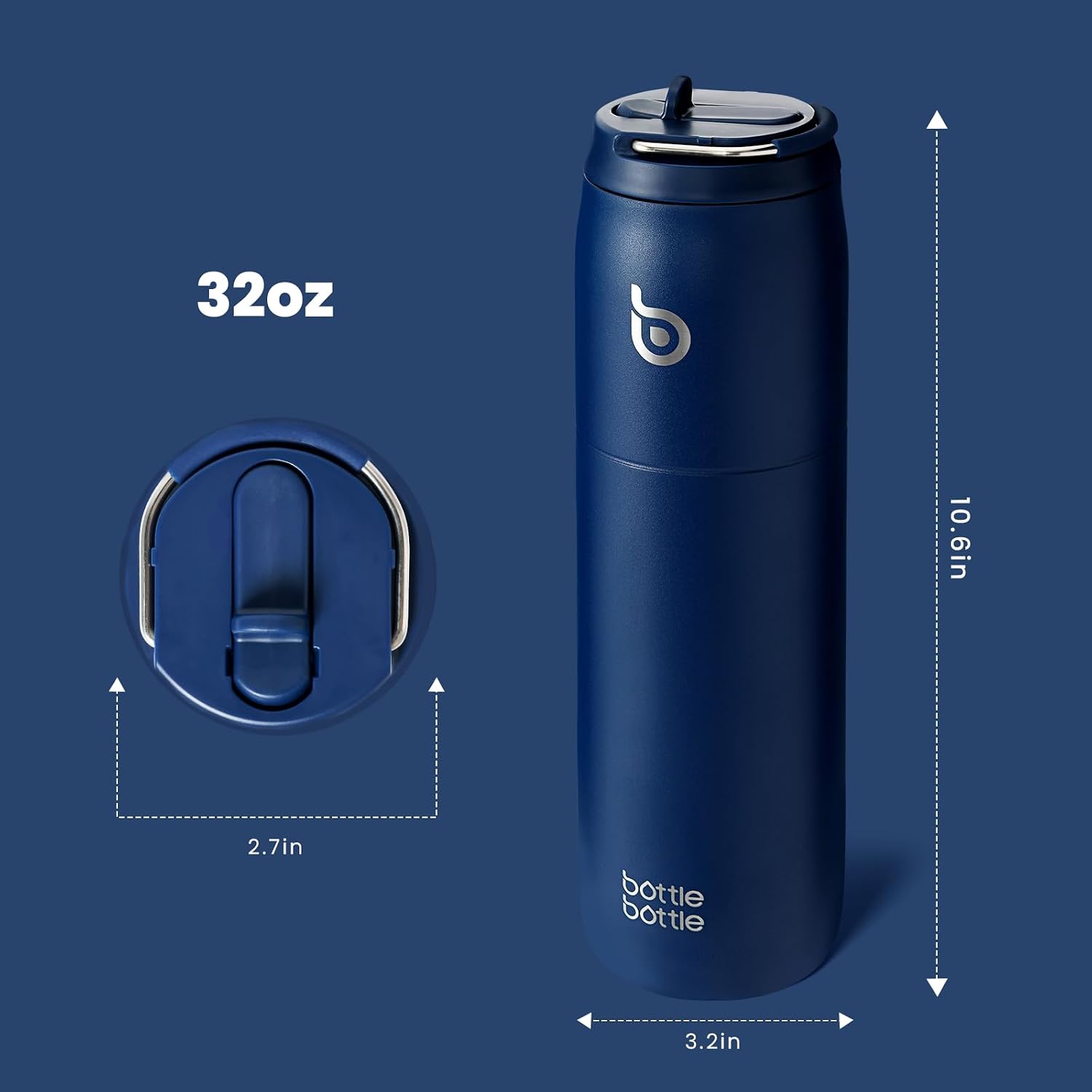 BOTTLE BOTTLE Stainless Steel Water Bottle 32 oz indigo blue - الصورة 6