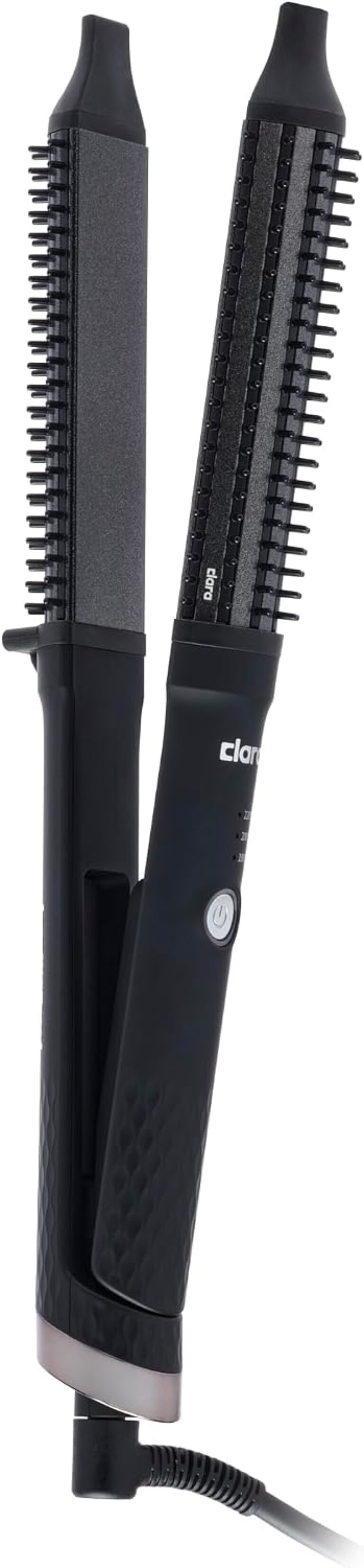 Clara 2 in 1 Hair Straightener Brush - Straightener with Slim Brush for Fast Hair Styling, 3 Temperature, 360° Swivel Cord, Suitable for All Hair Types (Black)