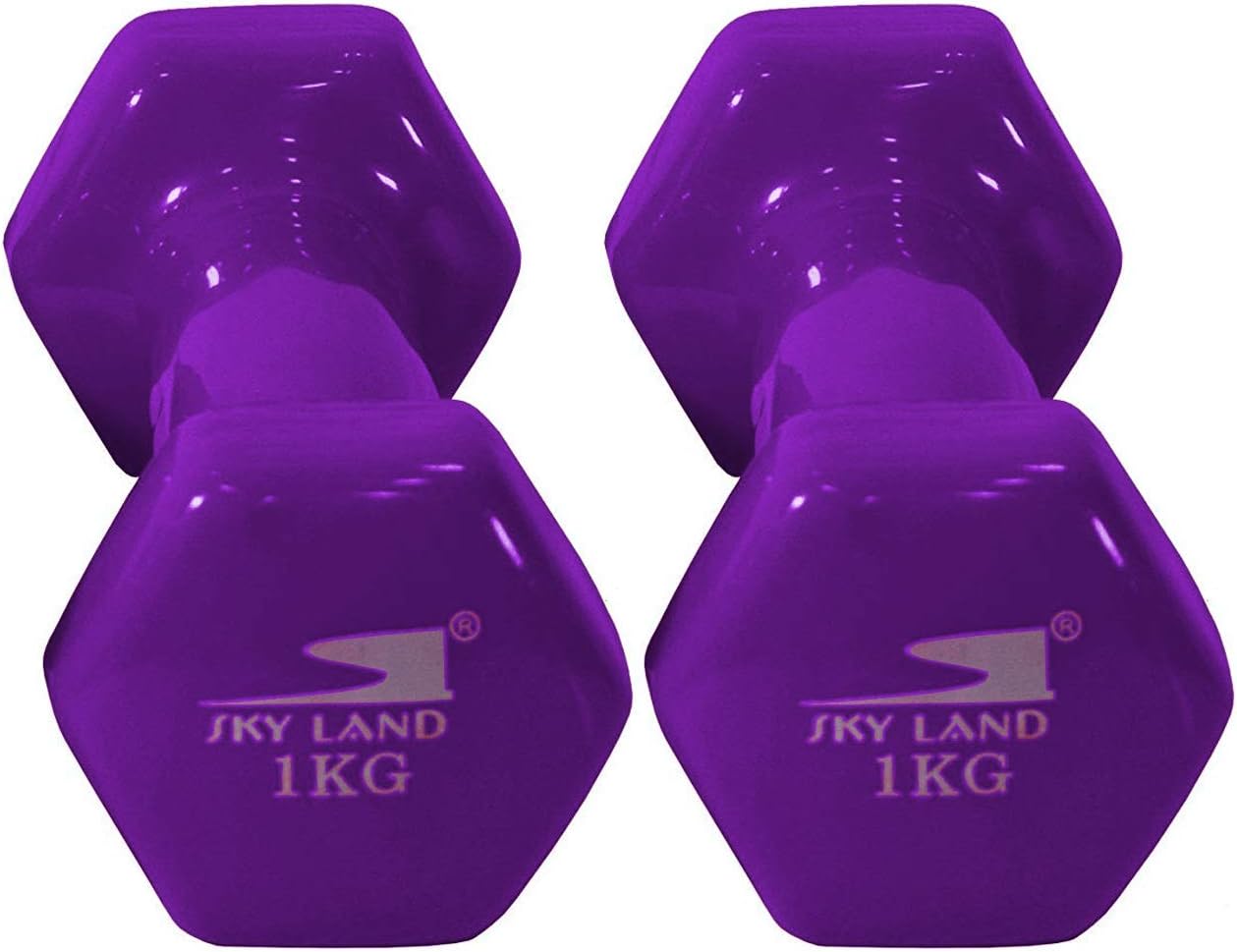 Sky Land Fitness Hexagon Head Vinyl Dumbbell Set-EM-9219 - Purple l Pink