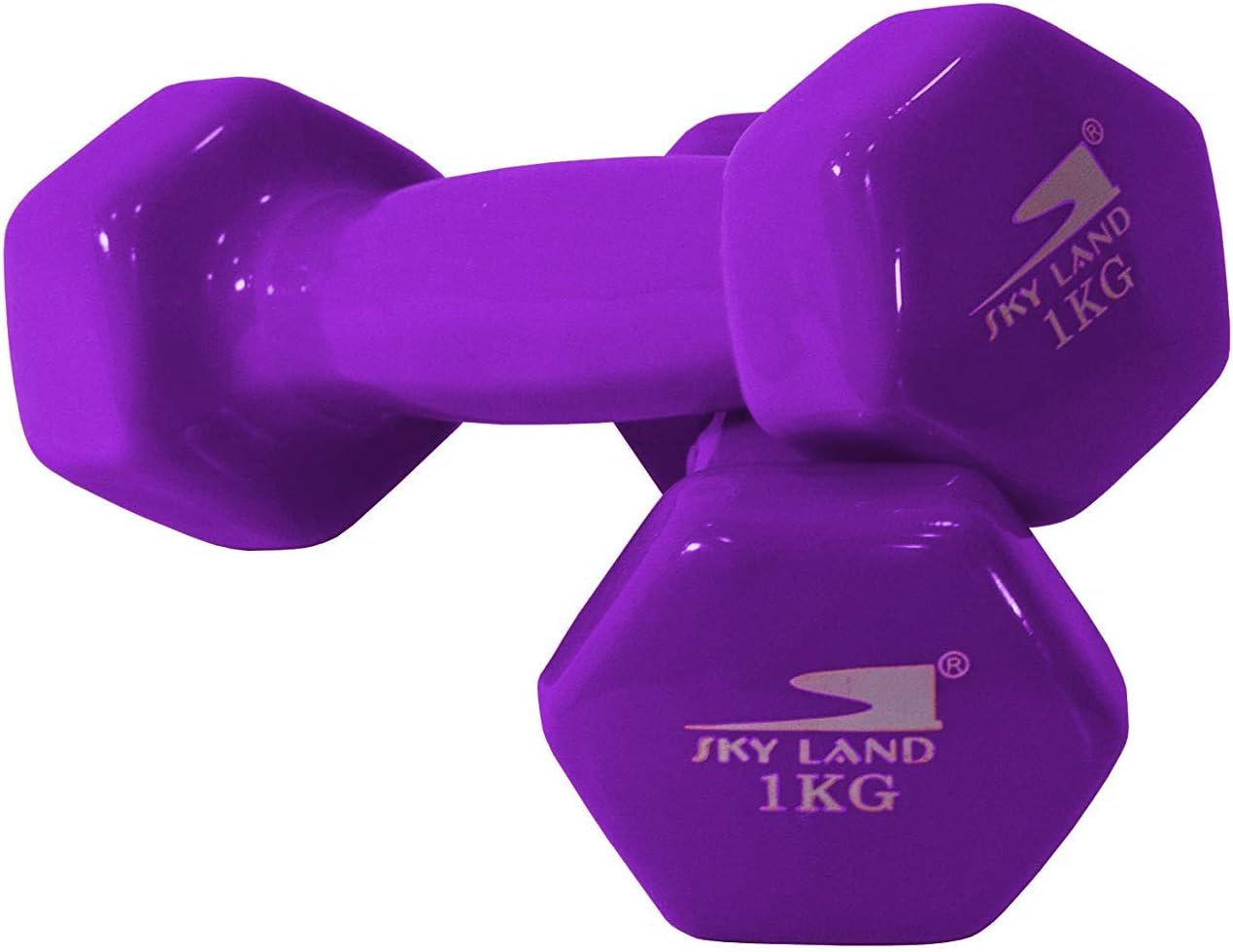 Sky Land Fitness Hexagon Head Vinyl Dumbbell Set-EM-9219 - Purple l Pink - الصورة 3