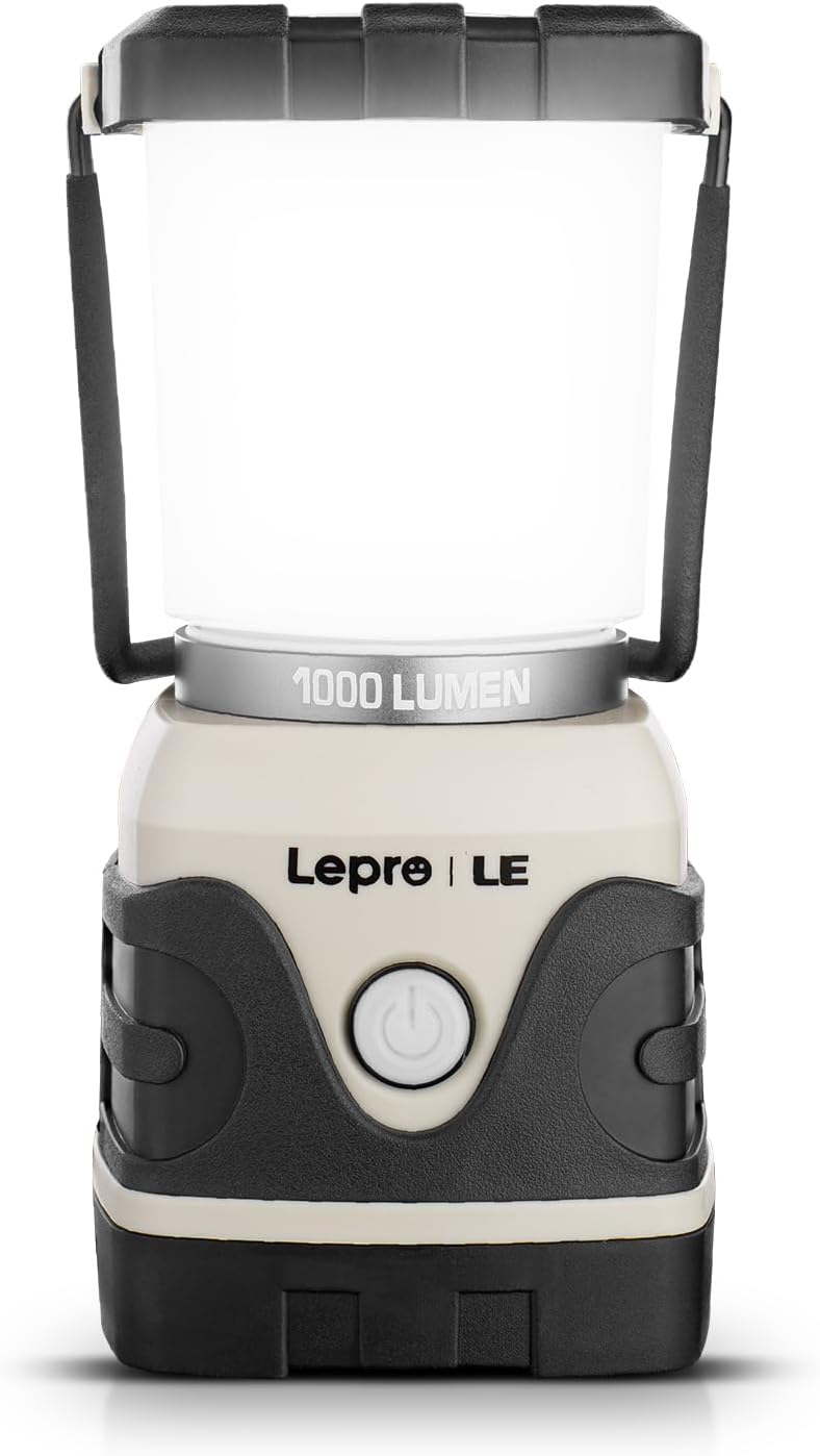 Lepro Outdoor LED Camping Lantern, 1000LM, D Batteries Powered (not included), Dimmable Camping Lights, Waterproof, Portable Tent Light Camping Lamp for Hiking, Fishing,White