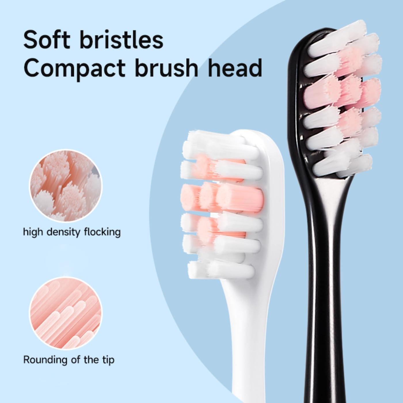 Reva V3 Sonic Electric Toothbrush for Adults, Dual Display, 5 Modes, 200-Day Battery, 4 Brush Heads, IPX7 Waterproof (Black) - الصورة 3