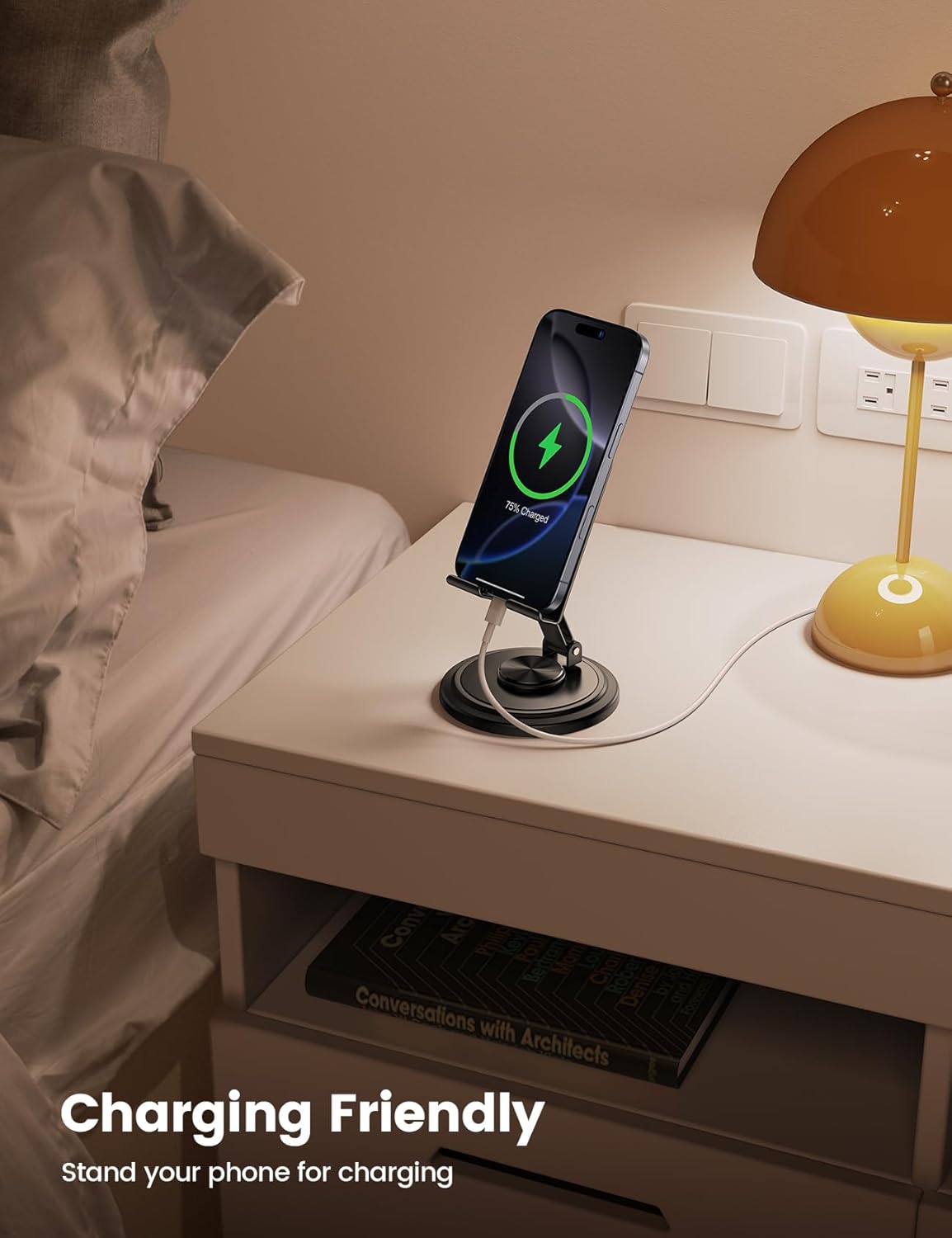 Lamicall Adjustable Phone Stand for Desk - 360 Rotating Foldable Cell Phone Holder Desktop Portable Cellphone Stand, Office Desk Accessories - الصورة 3