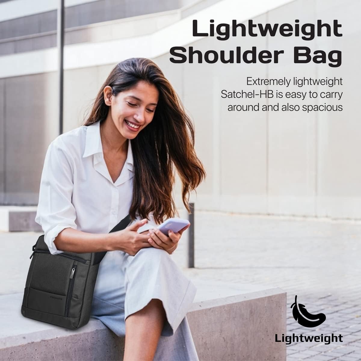 Promate Hand Bag, Premium Lightweight Laptop/Tablet Shoulder Bag with Accessible Front Pocket, Water-Resistance, Sleek Design and Secure Zippers Compatible with 13-inch Tablets, Laptops - الصورة 4