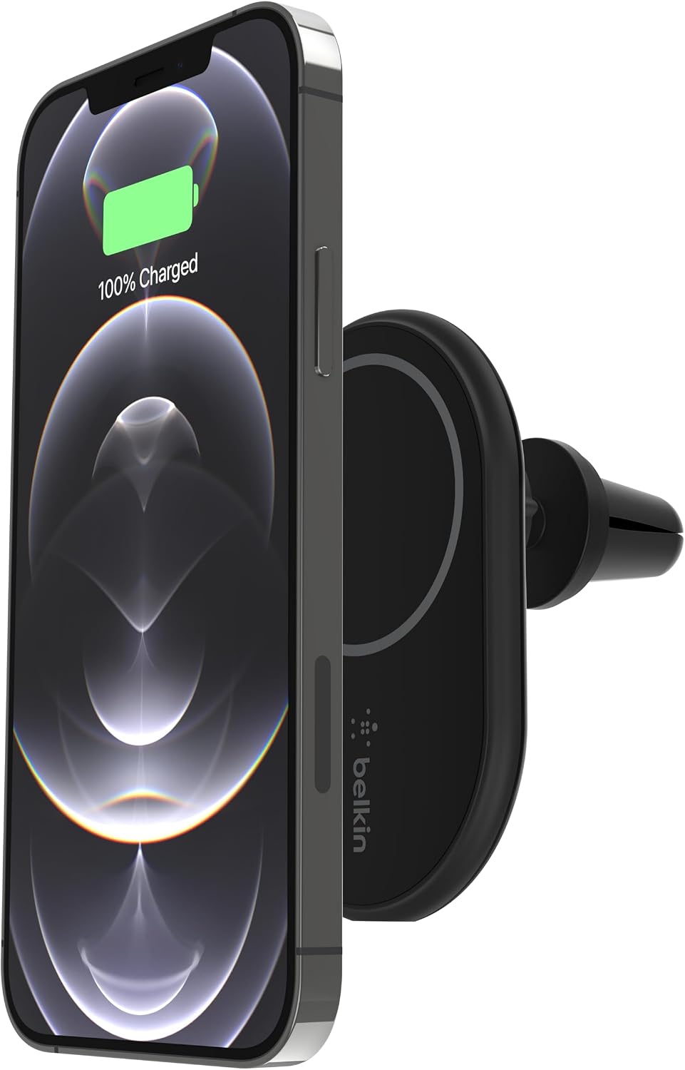 Belkin BoostCharge Wireless Charger, Magnetic Car Charger, Phone Mount Holder Compatible with MagSafe Enabled iPhone 15, 14, 13, 12, Mini, Plus, Pro, Pro Max and More (Cable and Charger Included)