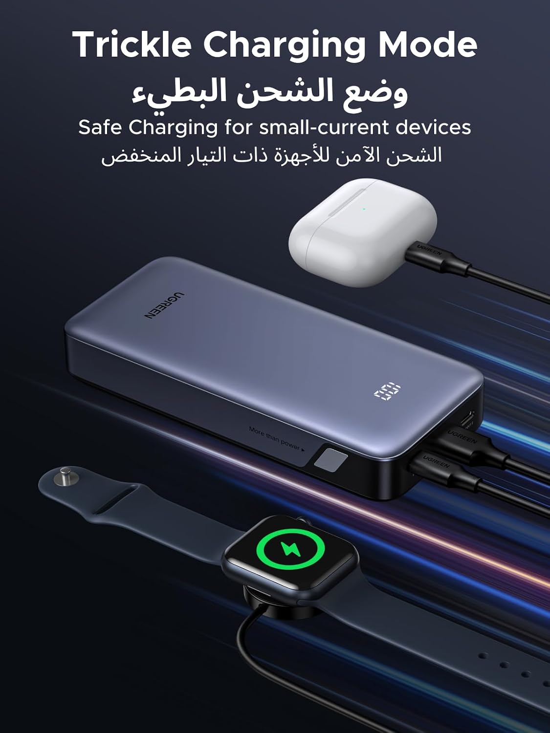 UGREEN Power Bank 20000mAh 30W with 3 Ports (2*USB-C & USB-A) Portable Battery, Digital Display, Fast Charging Portable Charger with Cable for iPhone 16 Series, Galaxy S25U/S25/S24, iPad, AirPods - الصورة 8