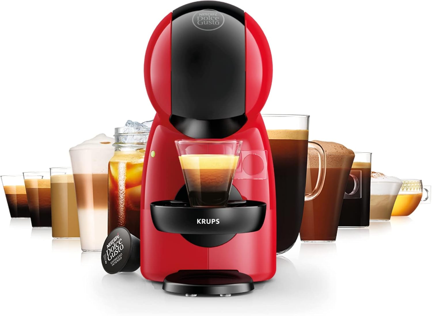 Krups Nescafé Dolce Gusto Capsule coffee machine, Pressure 15 bar, Capsule coffee machine, Multi-drinks cold or hot, Intuitive, Compact, Eco mode, Piccolo XS Red KP1A3510 - الصورة 2