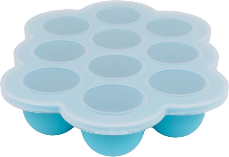 WeeSprout Silicone Freezer Tray with Clip on Lid Perfect Food Storage Container for Homemade Baby Food, Vegetable, Fruit Purees, and Breast Milk (Bright Blue, Ten 1.5 Ounce Sections)