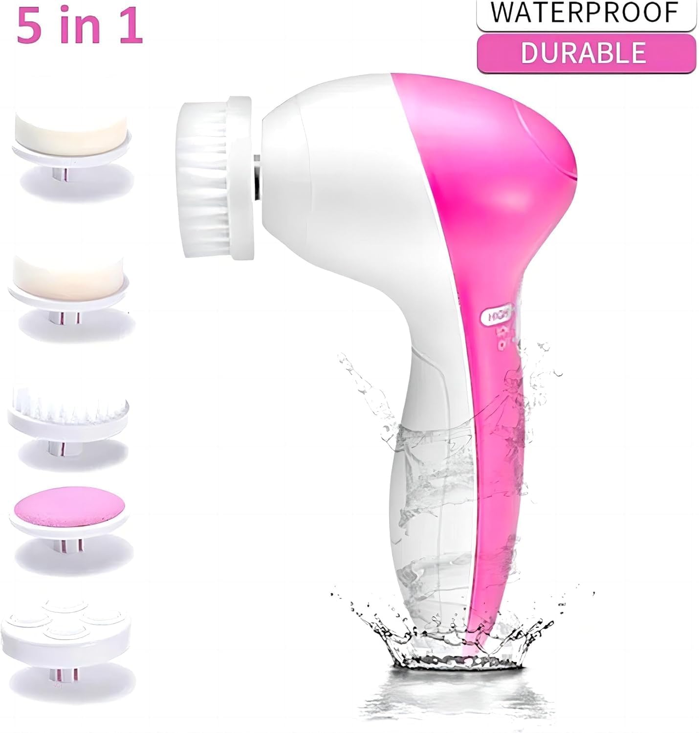 ECVV Facial Cleansing Brush Silicone Face Scrubber, 5 in 1 Portable Electric Exfoliating Rotating Massage Device Waterproof Deep Cleaning Exfoliation Spa Machine (Random Color) - الصورة 2