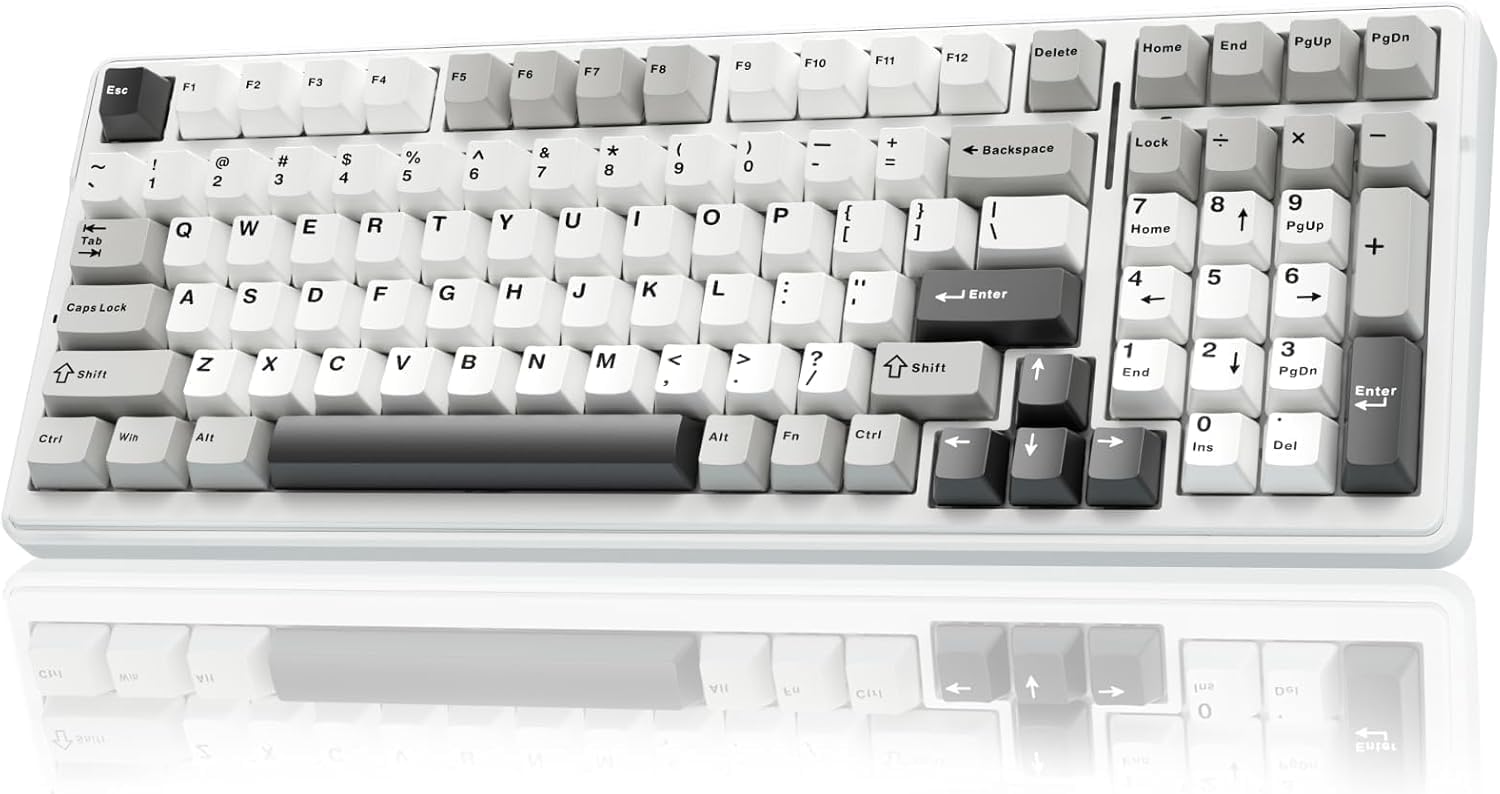 AULA F99 Wireless Mechanical Keyboard, Custom Computer Keyboard, Tri-Mode Bluetooth 5.0/2.4GHz/USB-C Cute Creamy Gaming Keyboards with Number Pad, RGB Backlit Media Knob Programmable Keybaord for PC