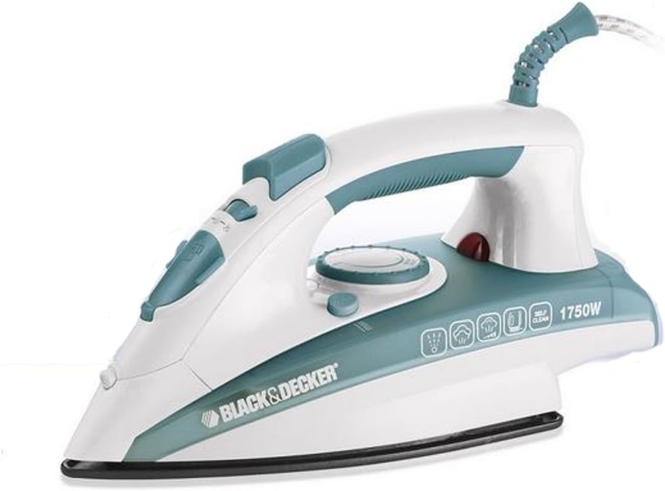 BLACK+DECKER Steam Iron, 1750W, Ceramic Coated Soleplate, Anti-Calc Drip, Self-Clean, Auto Shutoff, Vertical Steaming, Non-Stick Sole, Removes Stubborn Creases, Multi Color - X1600-B5