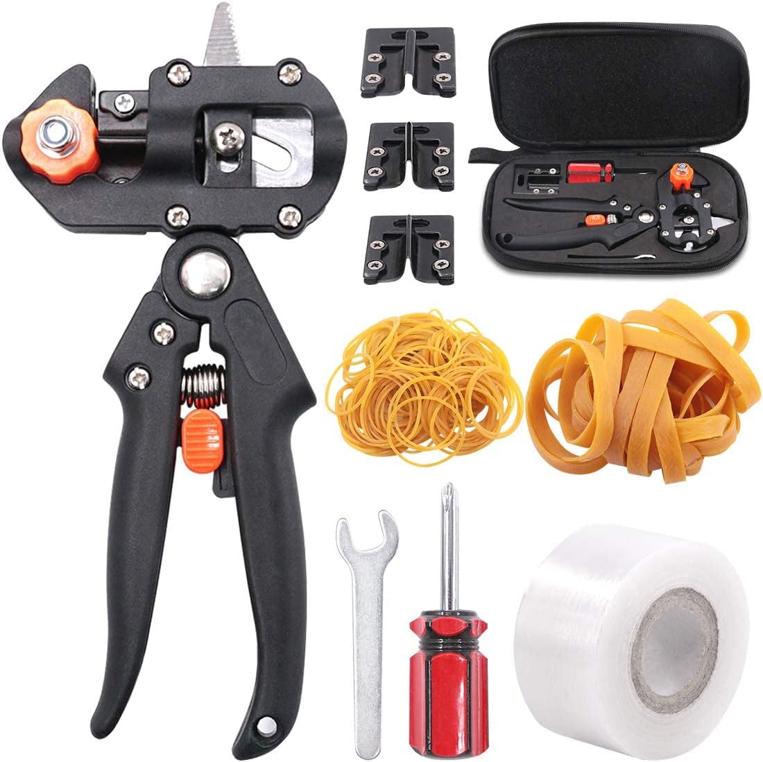 eWINNER Garden Grafting Tool,Pruner Kit With with 3 Replaceable Blades Grafting Tapes and Rubber Bands, for Nursery Plant Branch Vine Fruit Tree Cutting Tool Kits