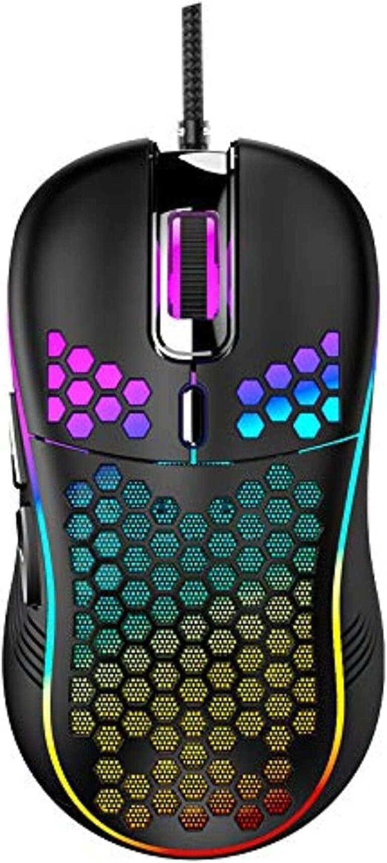 Wired Gaming Mouse with RGB On/Off Switch, 7200 DPI Adjustable, Ergonomic Lightweight Design, High Precision Sensor, USB Optical Mouse for PC/Mac, Gaming & Office Use (Black)