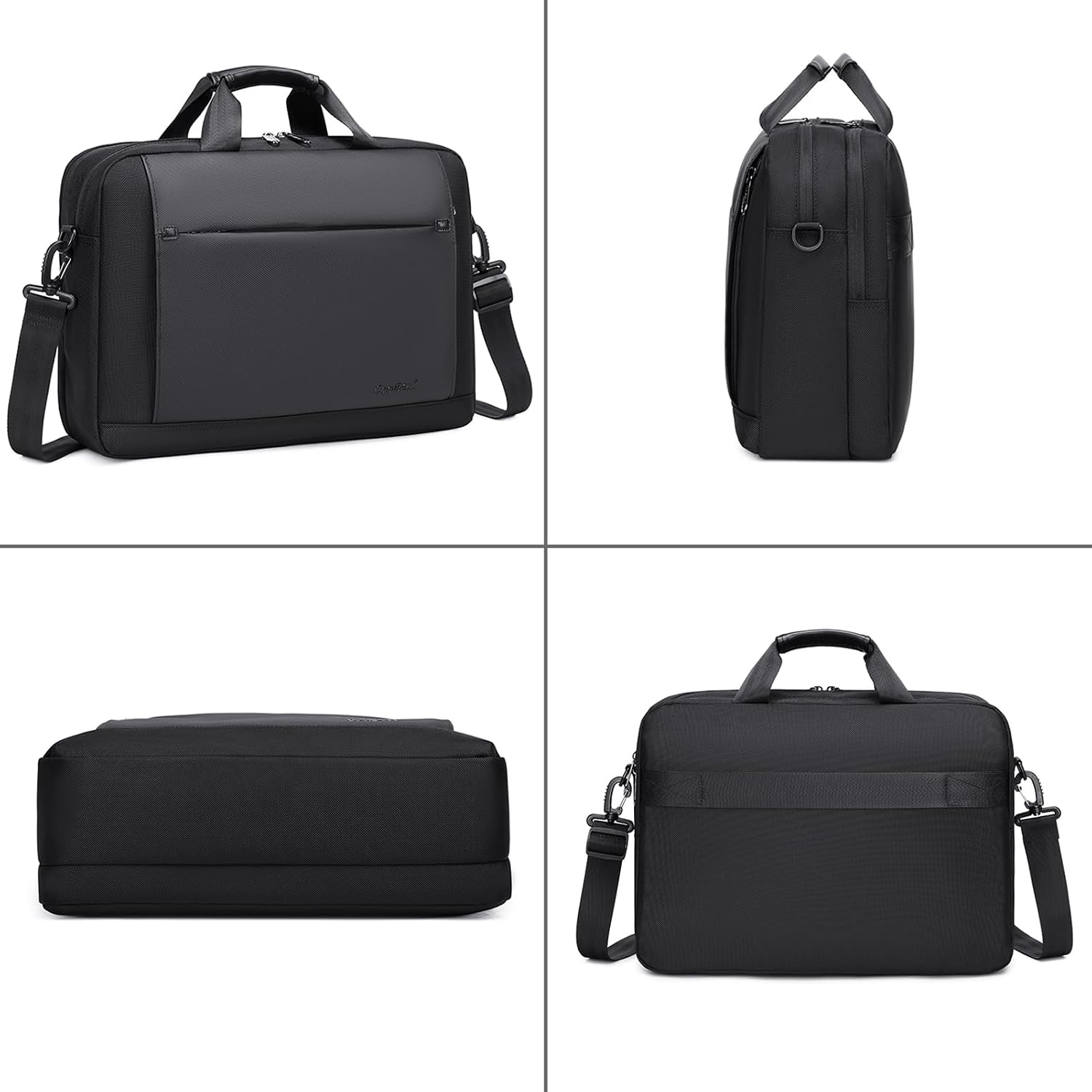 Qiccijoo Laptop Bag for Men Women Premium Laptop Briefcase Fits Up to 15.6 Inch Laptop Shoulder Messenger Bag with Strap Carry On Laptop Case Computer Bag for Travel/Business/School-Black - الصورة 3