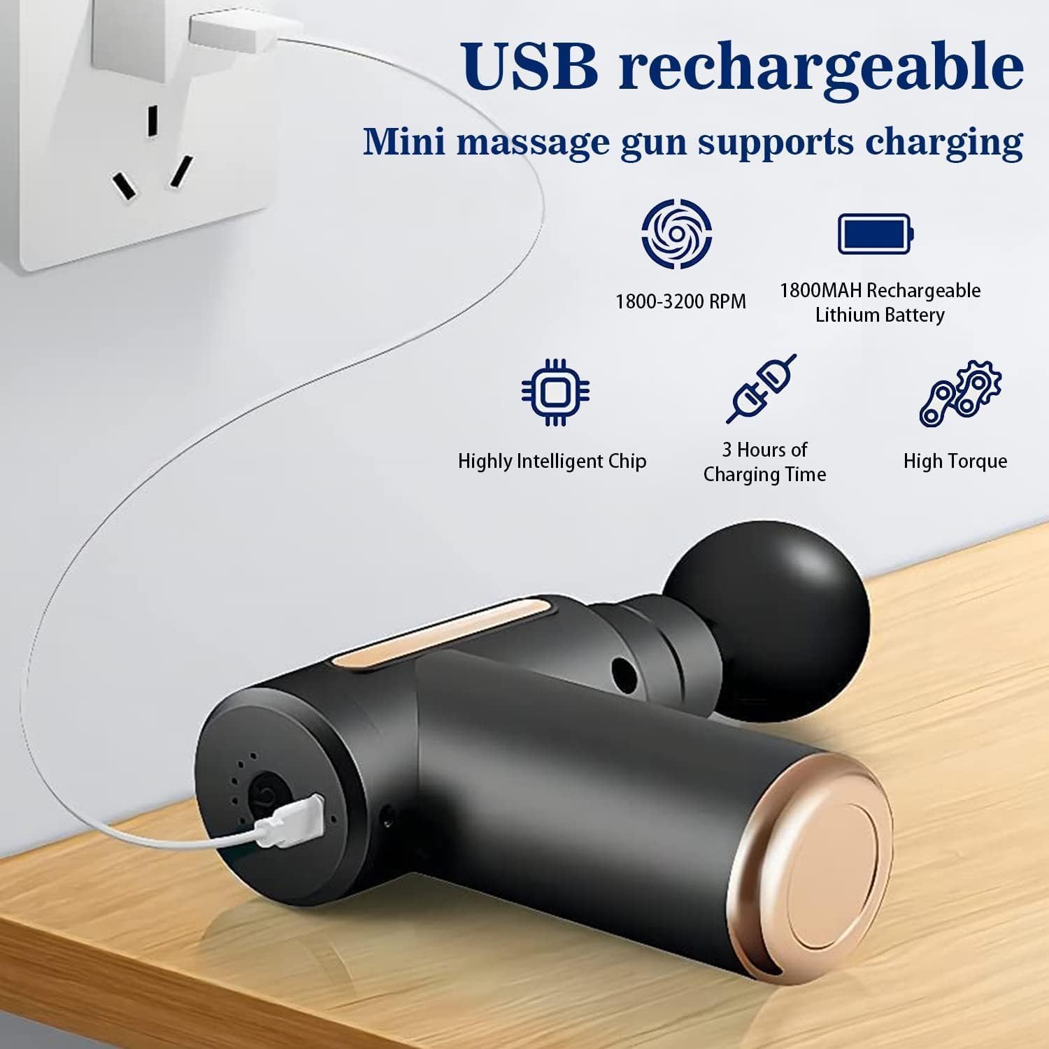 SKY-TOUCH Massage Gun,Professional Muscle Percussion Massager with 6 Speeds,Quiet Portable Electric Massager for Shoulder, Body,Back,and Physiotherapy,Compact Cordless Design,19x13x4.5cm (Black) - الصورة 9