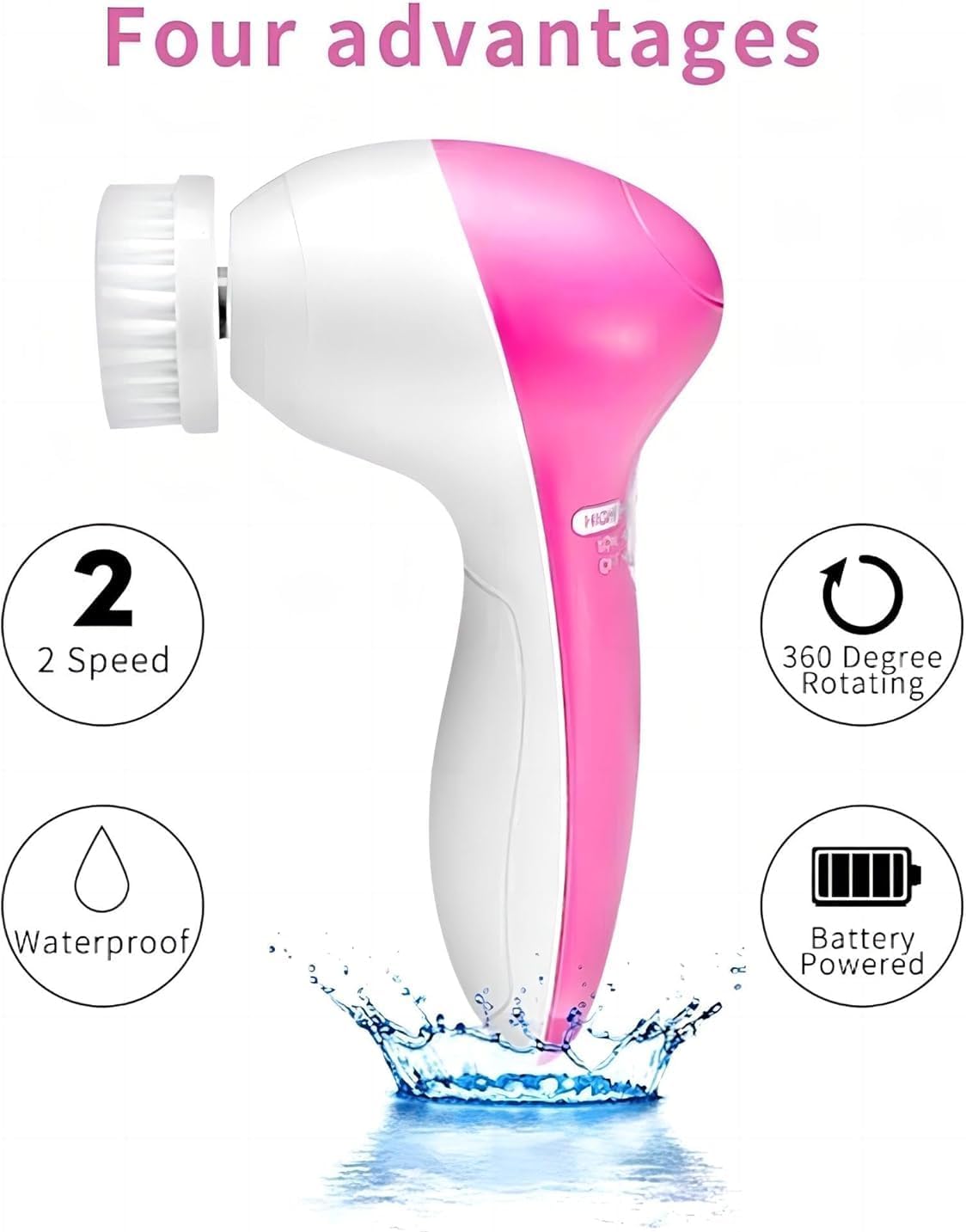 ECVV Facial Cleansing Brush Silicone Face Scrubber, 5 in 1 Portable Electric Exfoliating Rotating Massage Device Waterproof Deep Cleaning Exfoliation Spa Machine (Random Color) - الصورة 4